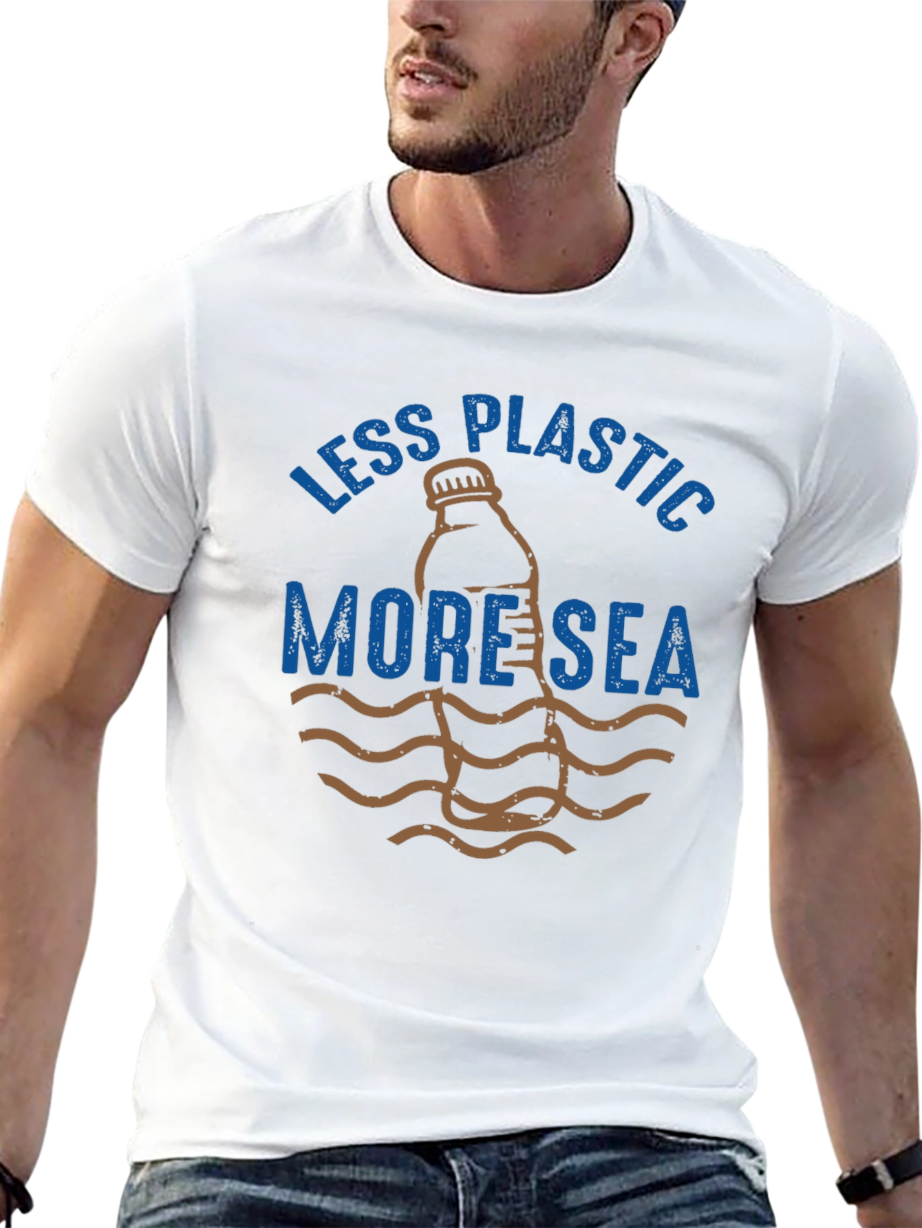 Black Eco-Friendly 'Less Plastic More Sea' Graphic T-Shirt view 13