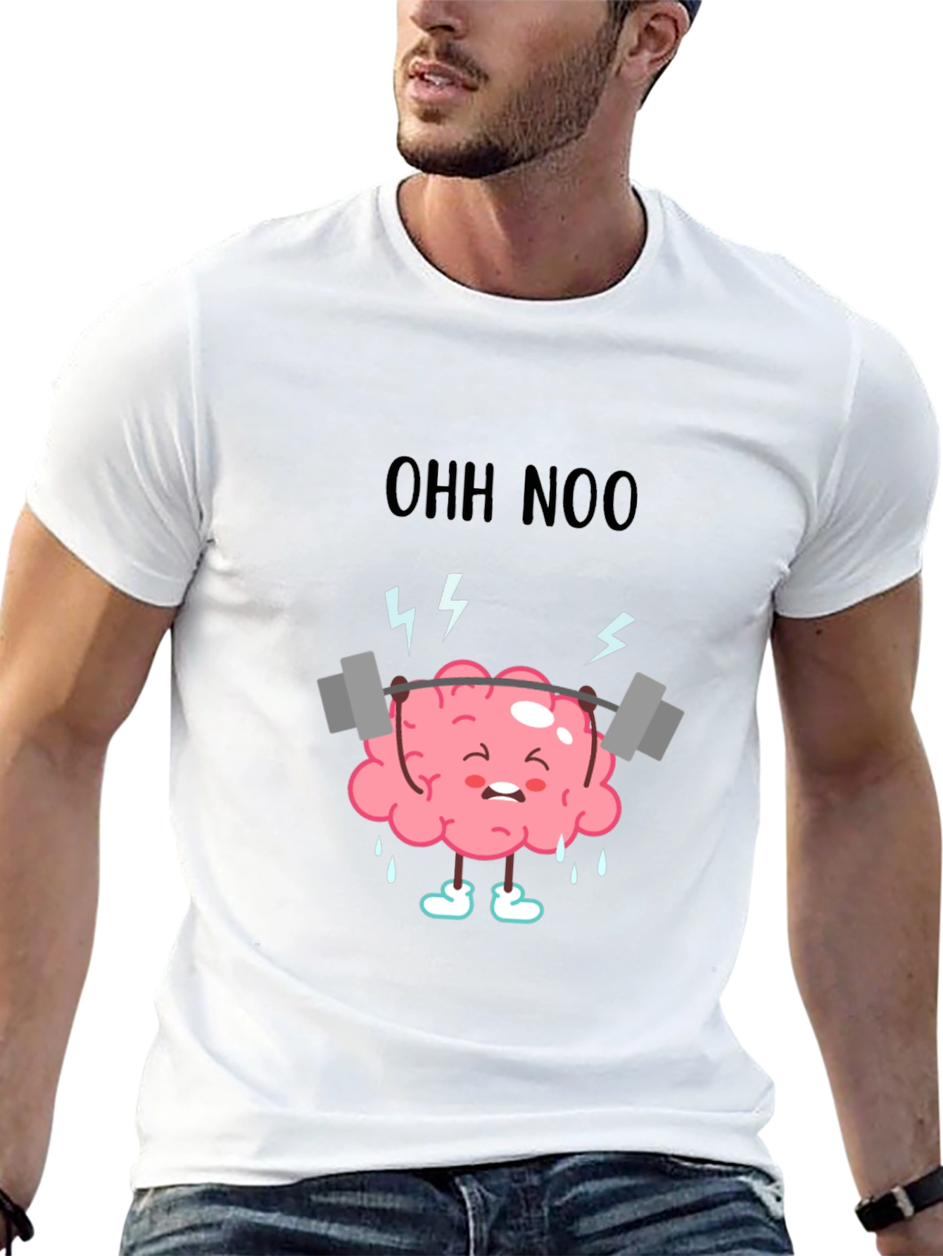 Black Brain Training T-Shirt - "Ohh Noo" Workout Design view 13
