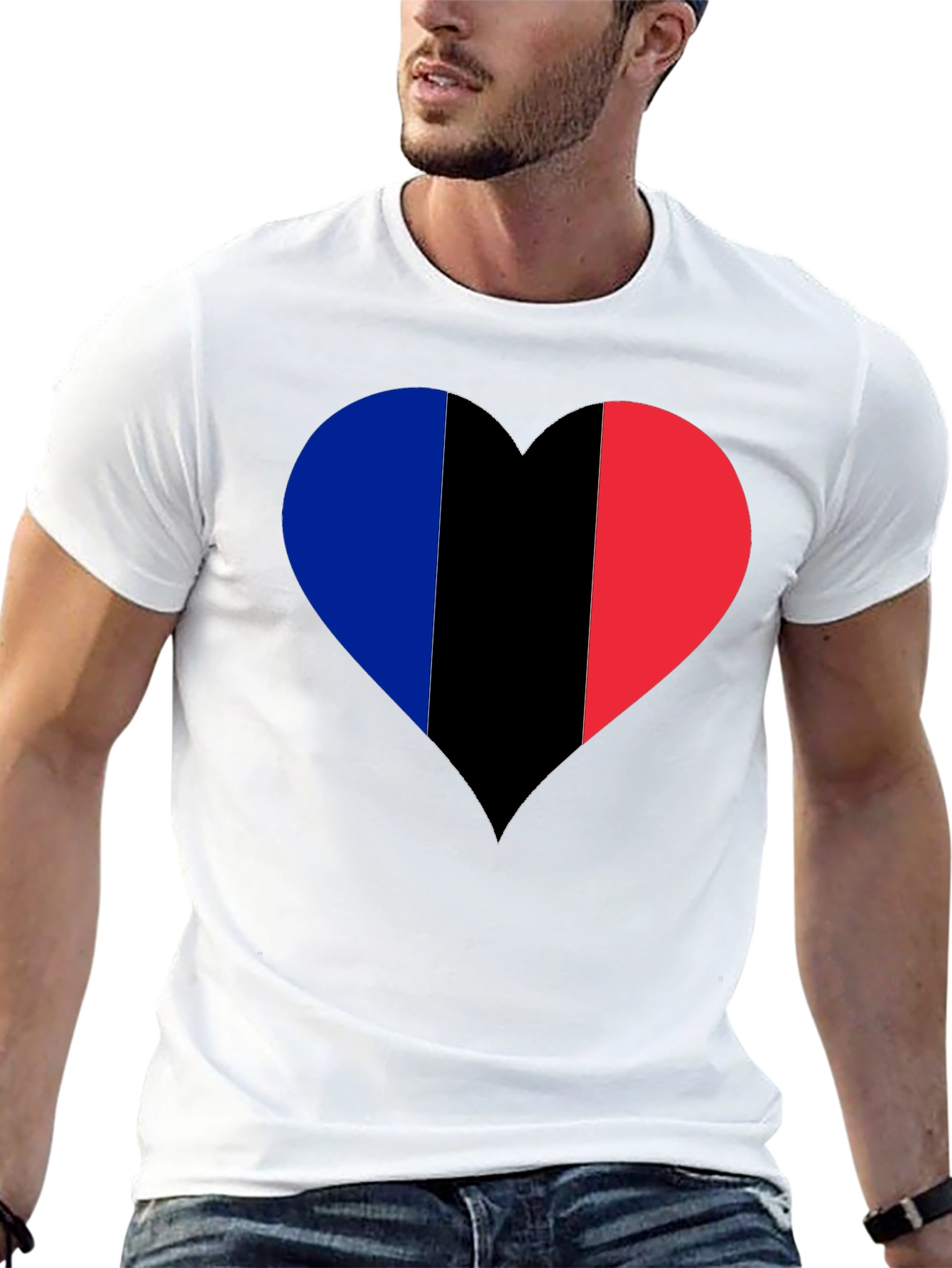 Black French Flag Heart Graphic T-Shirt view 13