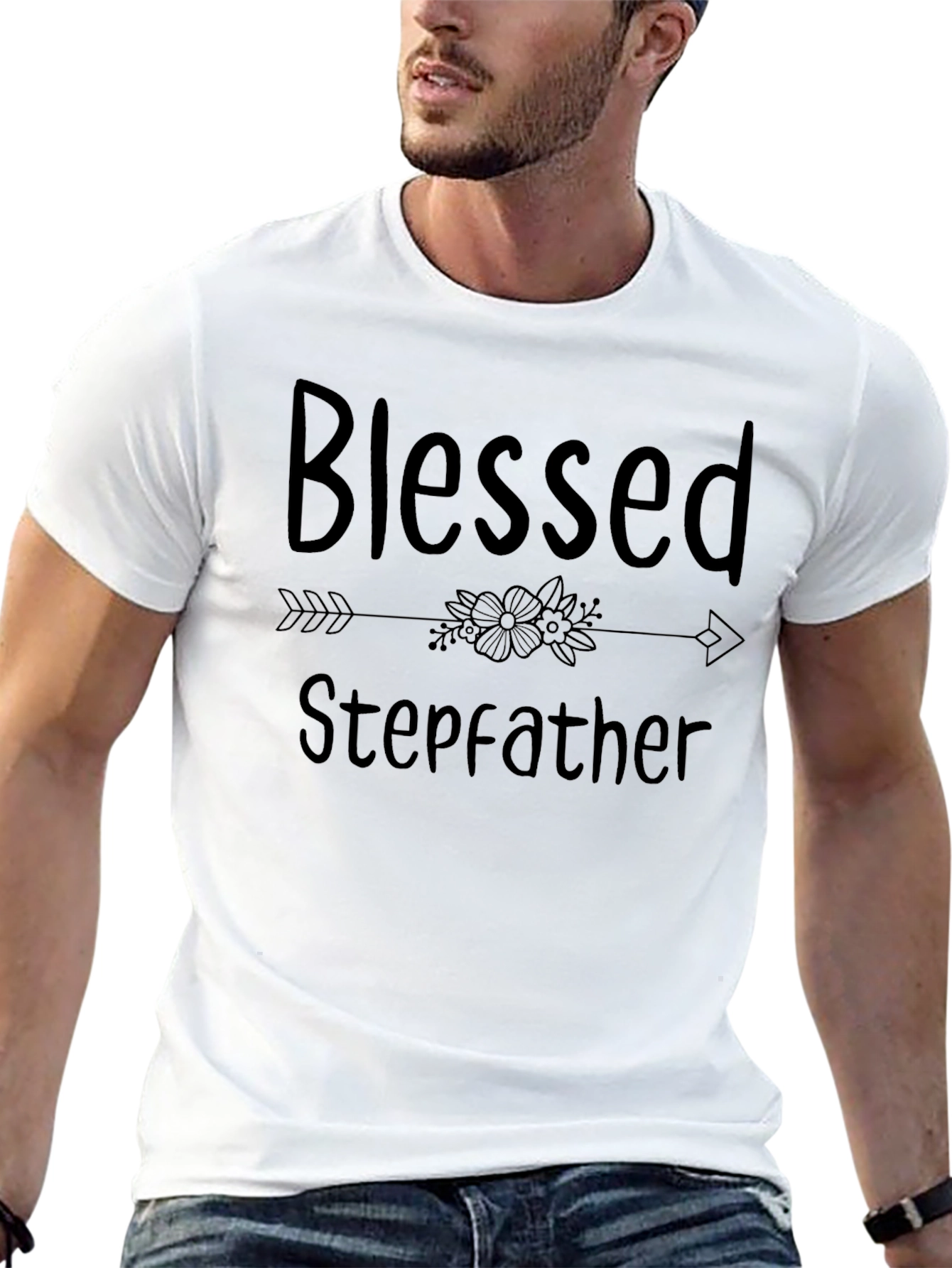 Black Blessed Stepfather T-Shirt - Stylish Family Tee view 13
