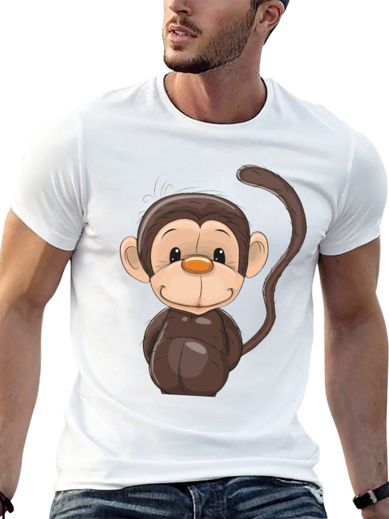Black Cartoon Monkey Graphic Tee - Black view 13