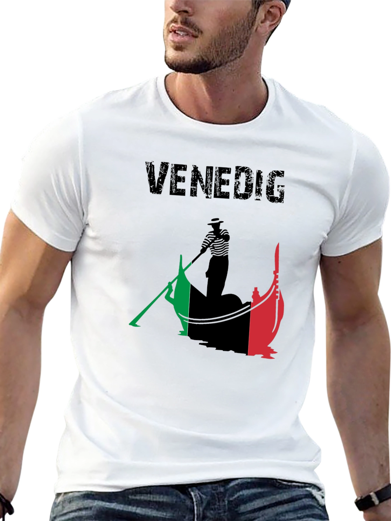 Black Venice Italy Gondola T-Shirt view 13