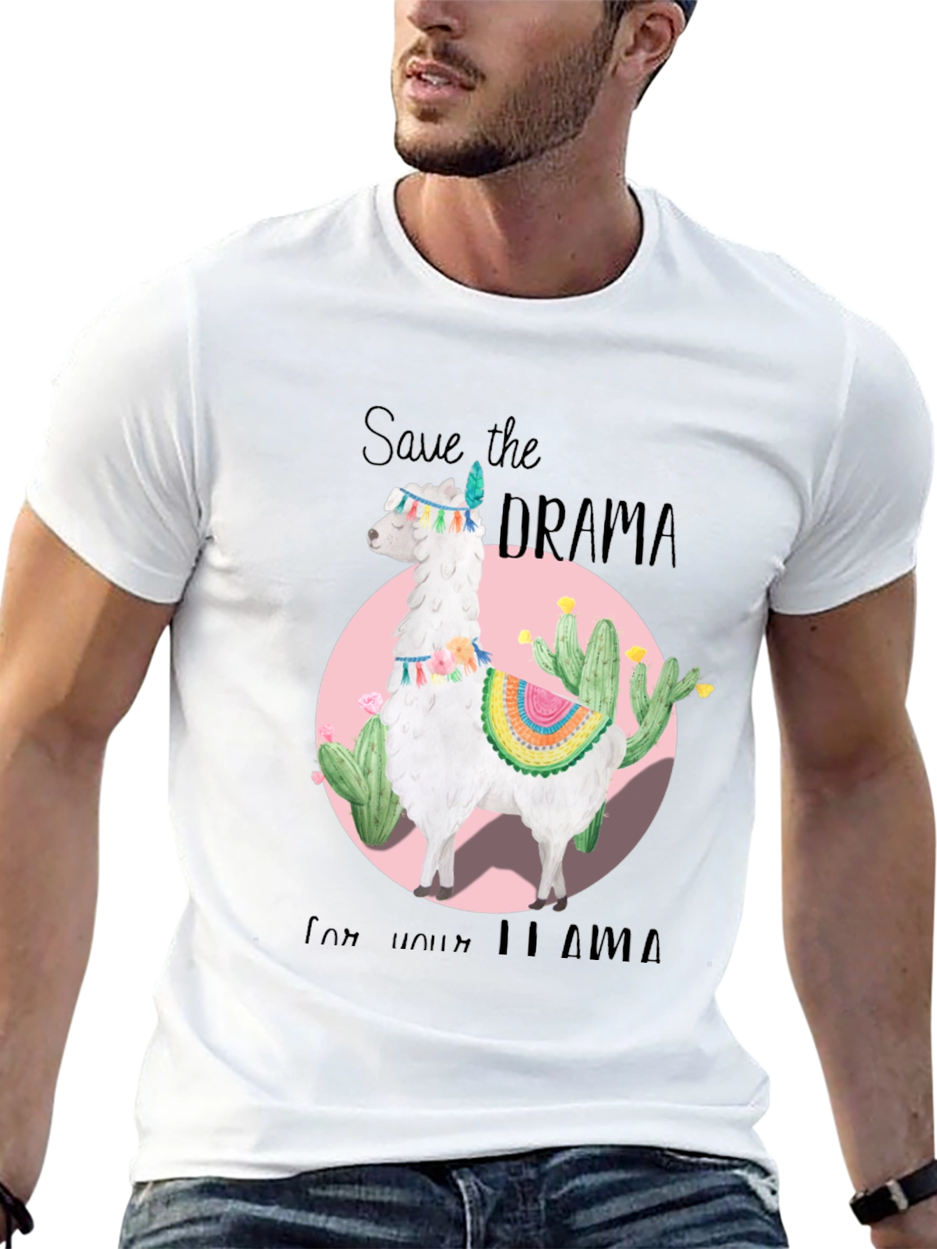 Black Save the Drama for Your Llama Black T-Shirt view 13