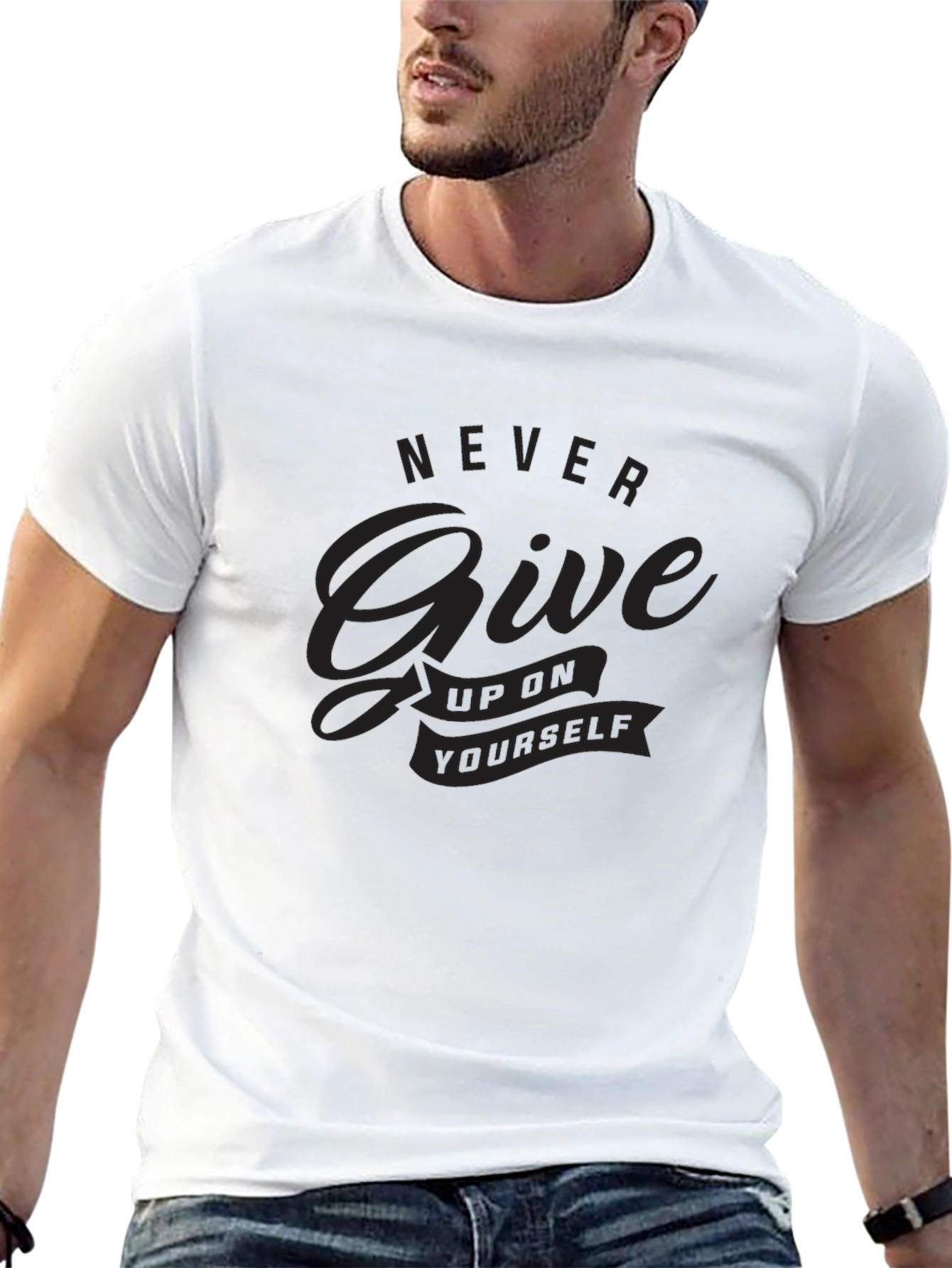 Black Motivational Never Give Up T-Shirt view 13