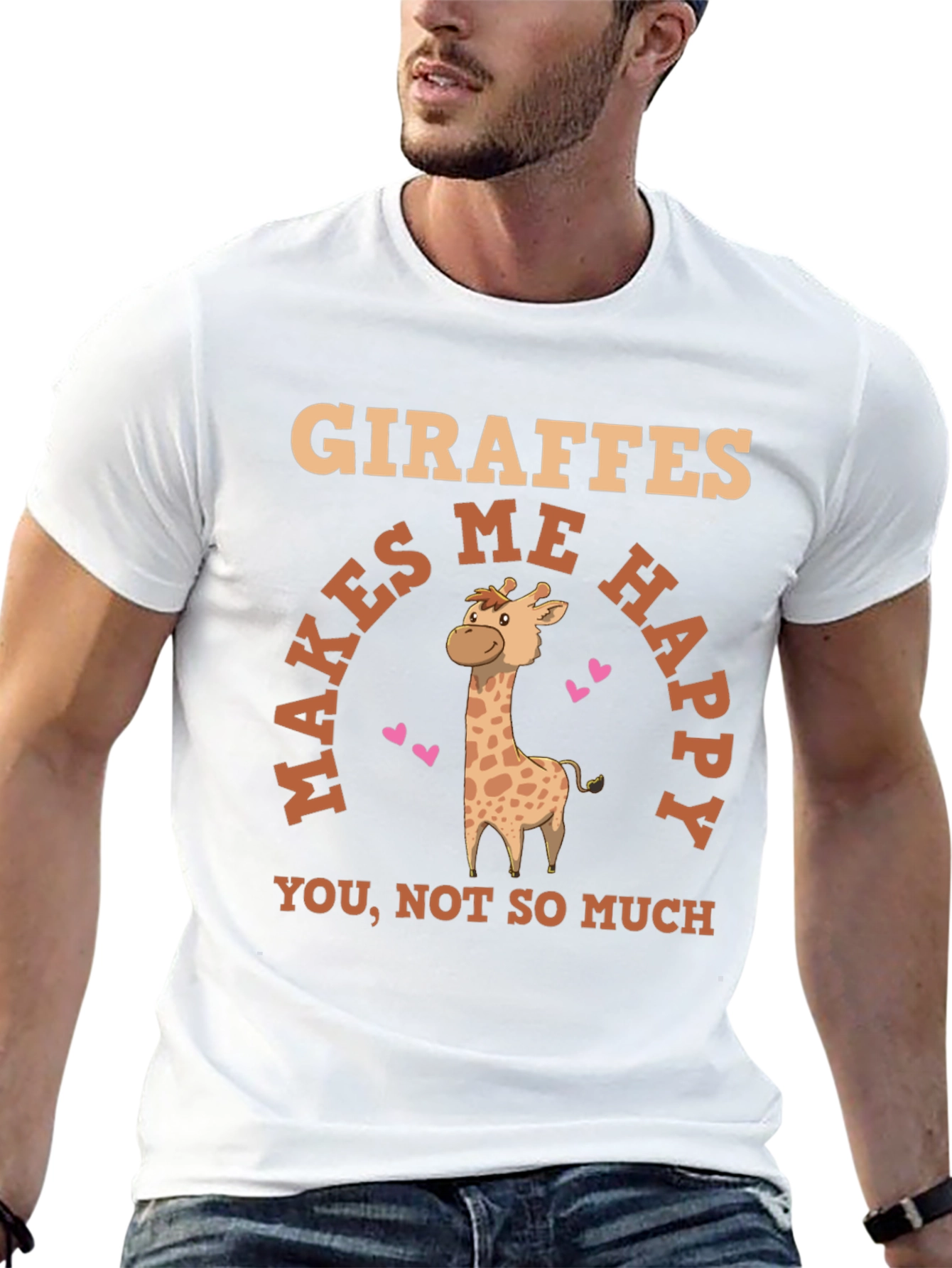 Black Giraffe Makes Me Happy Graphic T-Shirt view 13