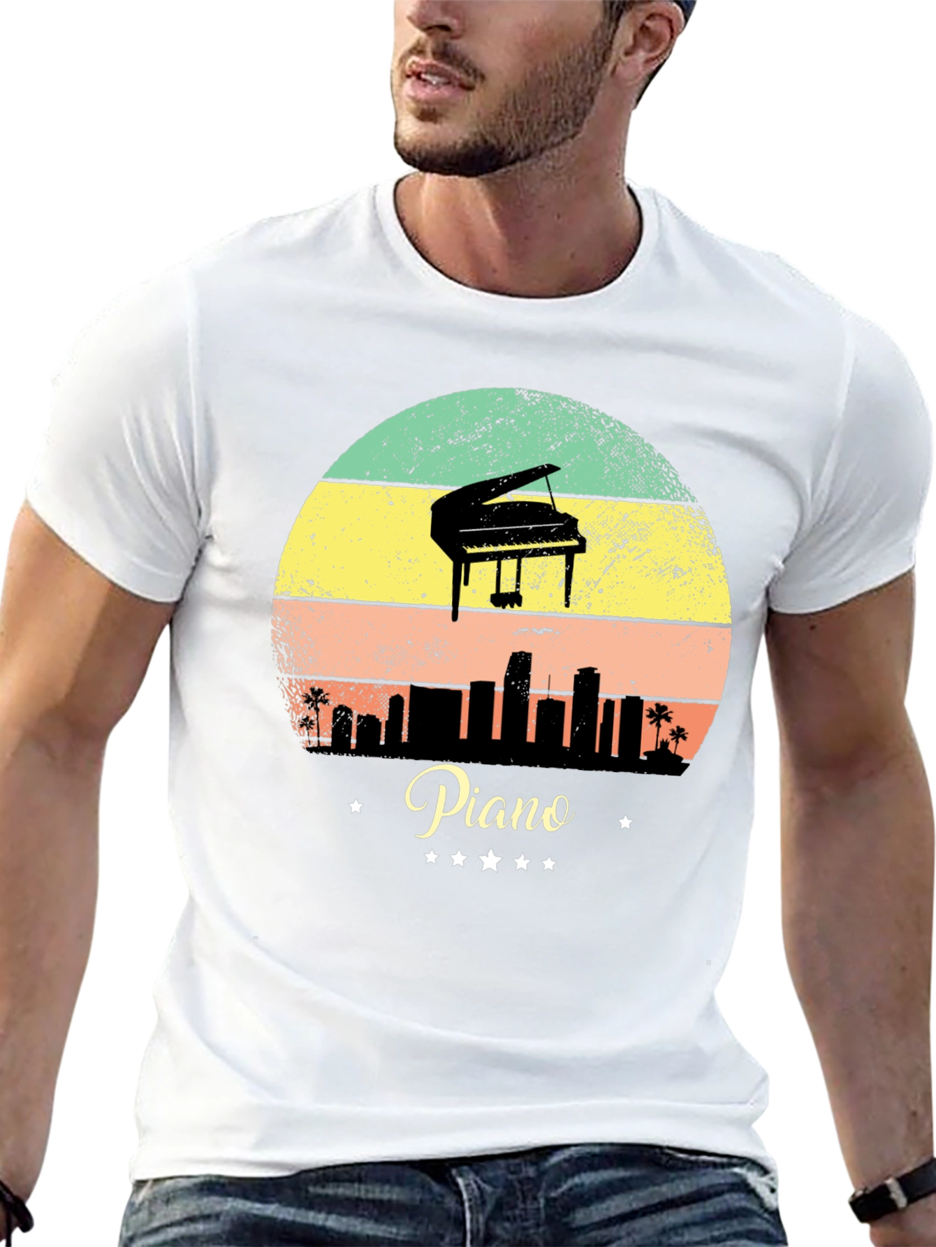 Black Piano Sunset T-Shirt - Musician Apparel view 13