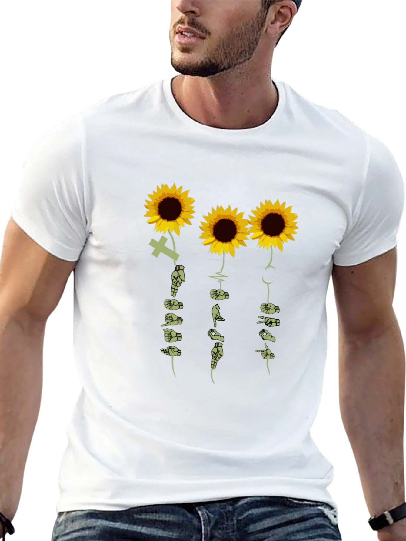 Black Sunflower ASL Graphic T-Shirt view 13