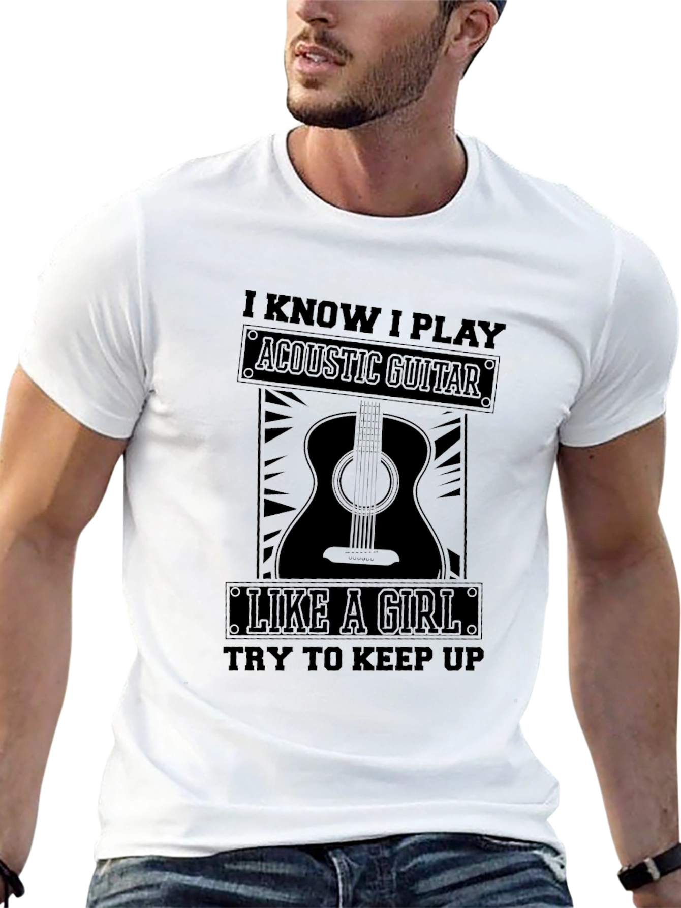 Black Acoustic Guitar Like A Girl T-Shirt view 13