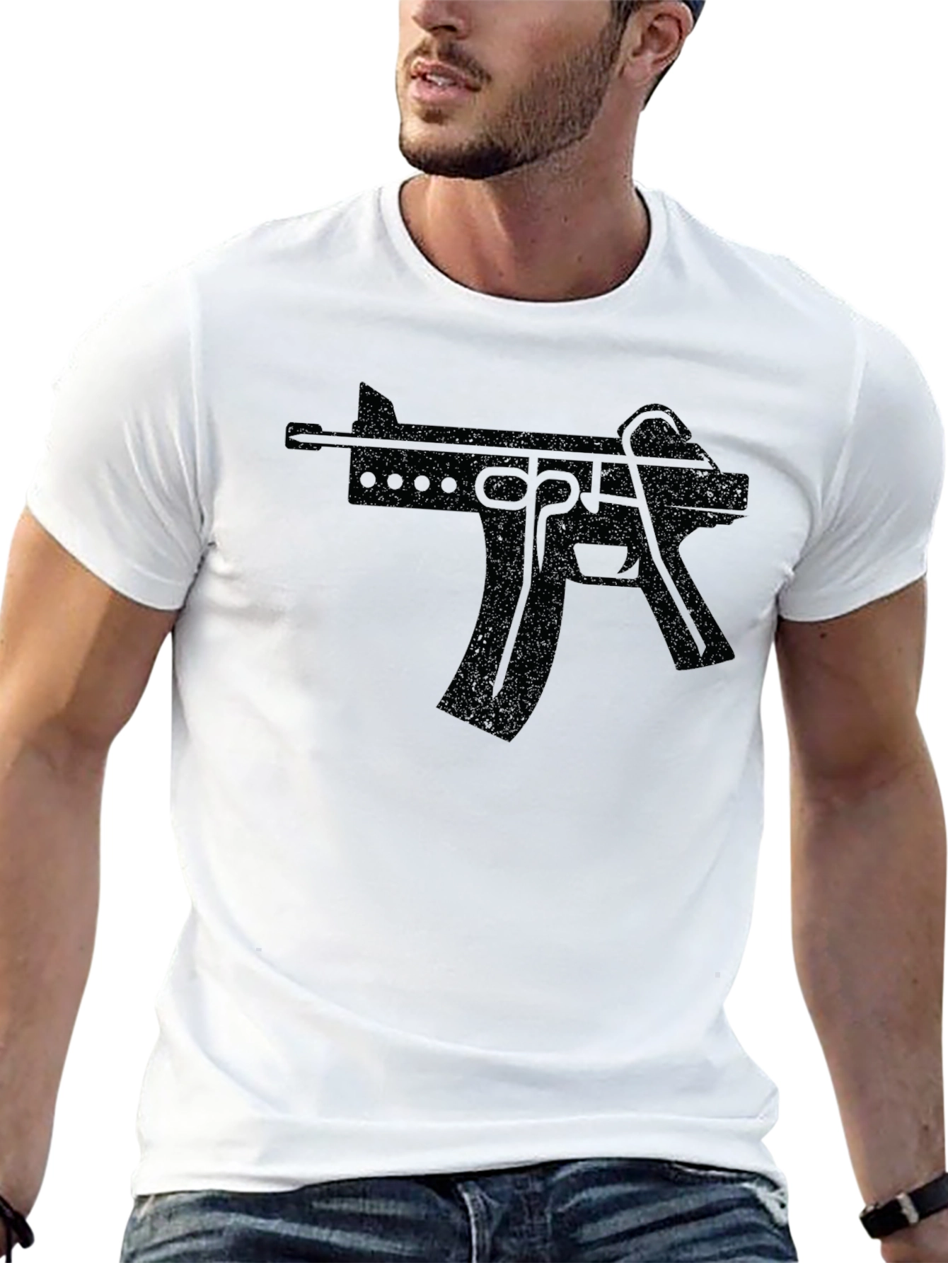 Black Gun Graphic T-Shirt - Edgy Streetwear - 13