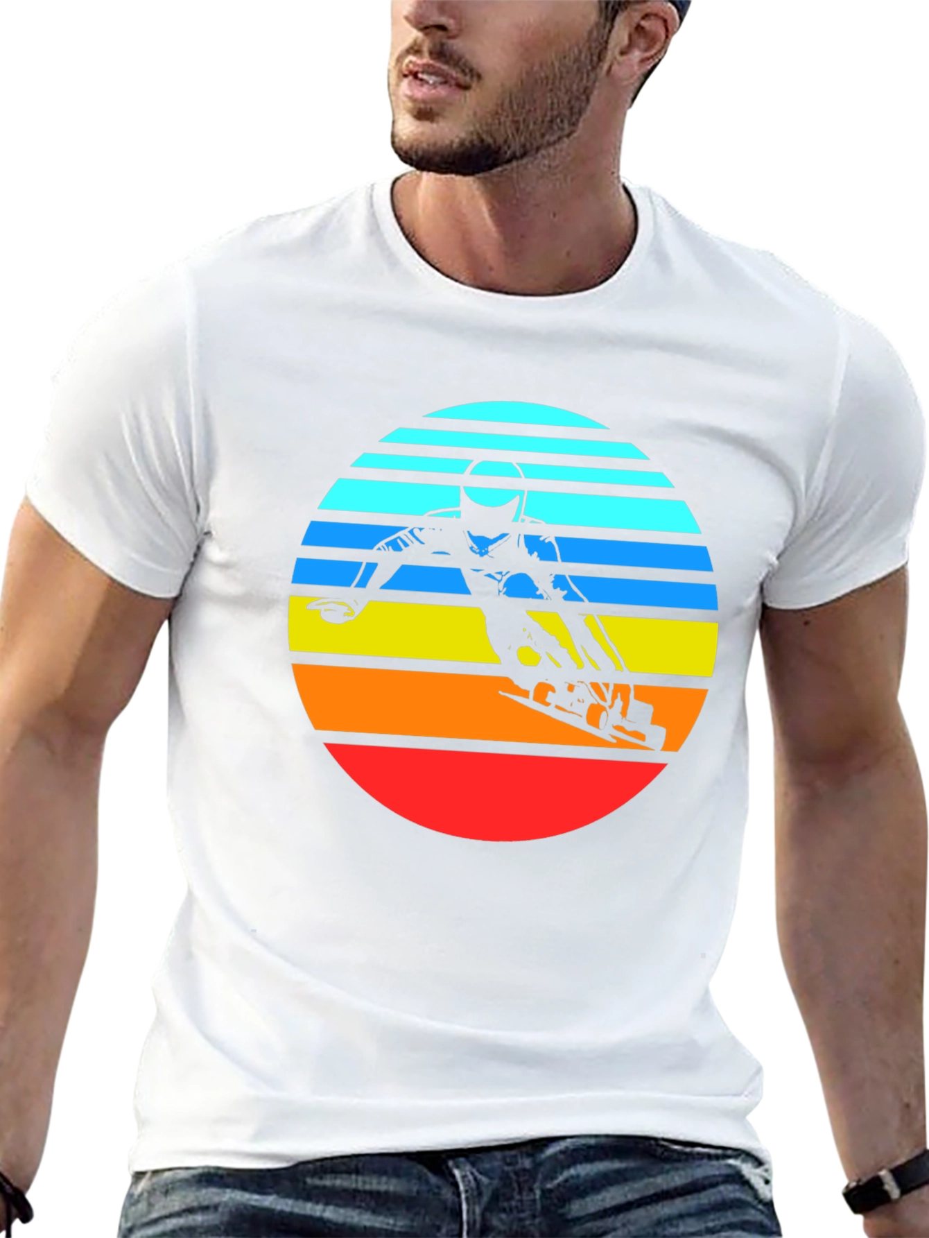 Black Retro Sunset Mountain Bike T-Shirt view 13
