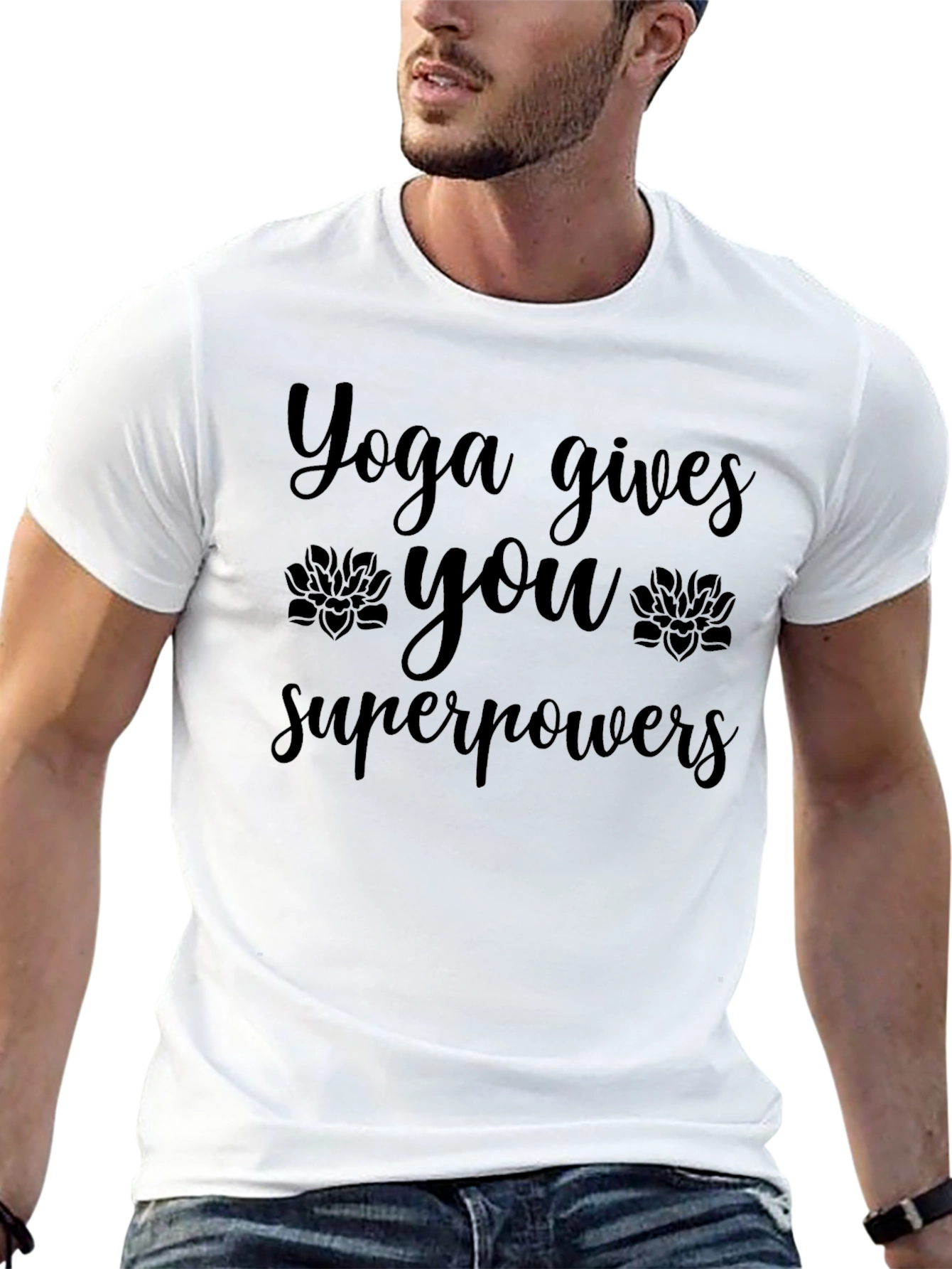 Black Yoga Gives You Superpowers Black Graphic T-Shirt view 13