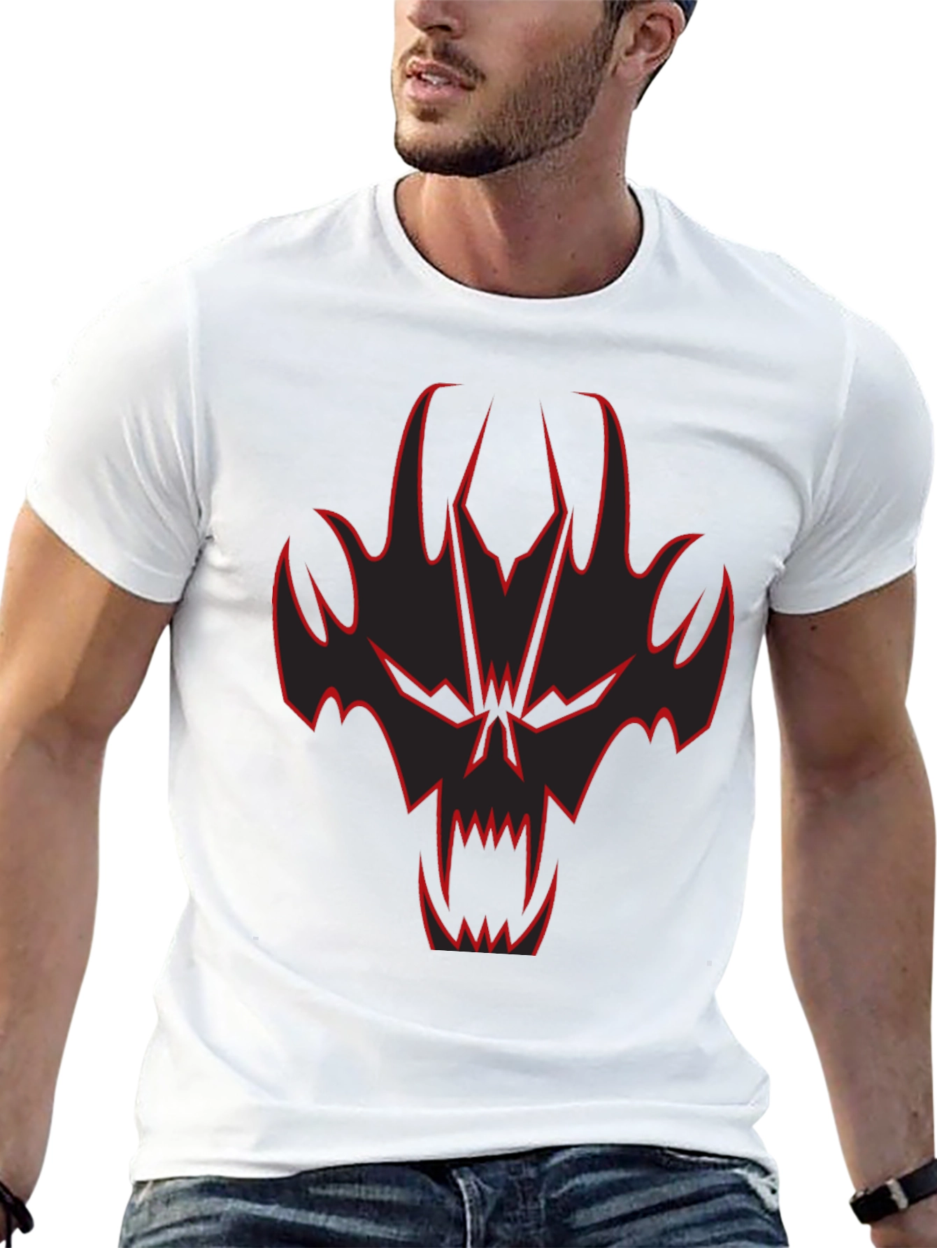 Black Black T-Shirt with Red Skull Graphic view 13