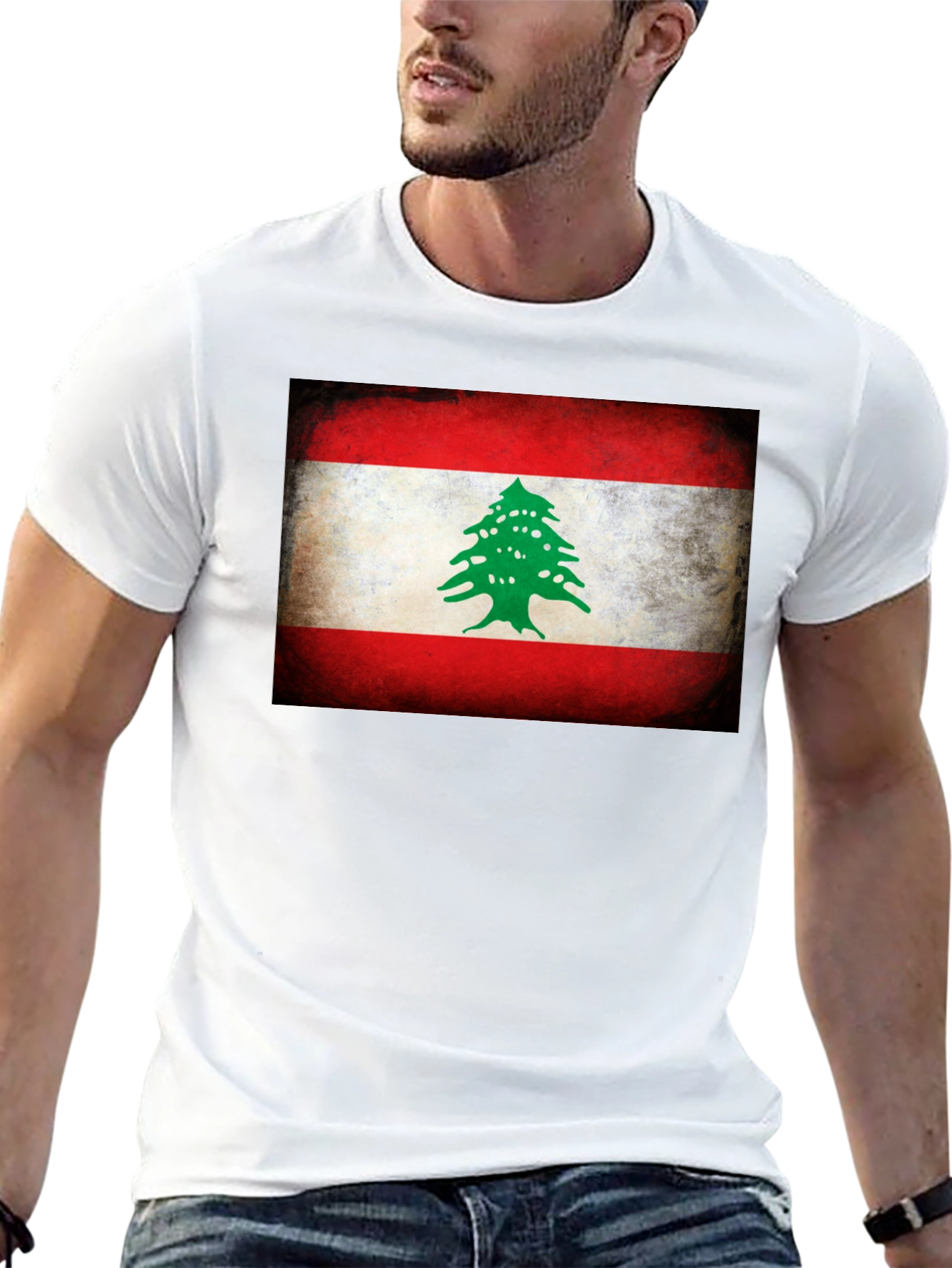 Black Lebanon Flag T-Shirt - Distressed Graphic Tee view 13