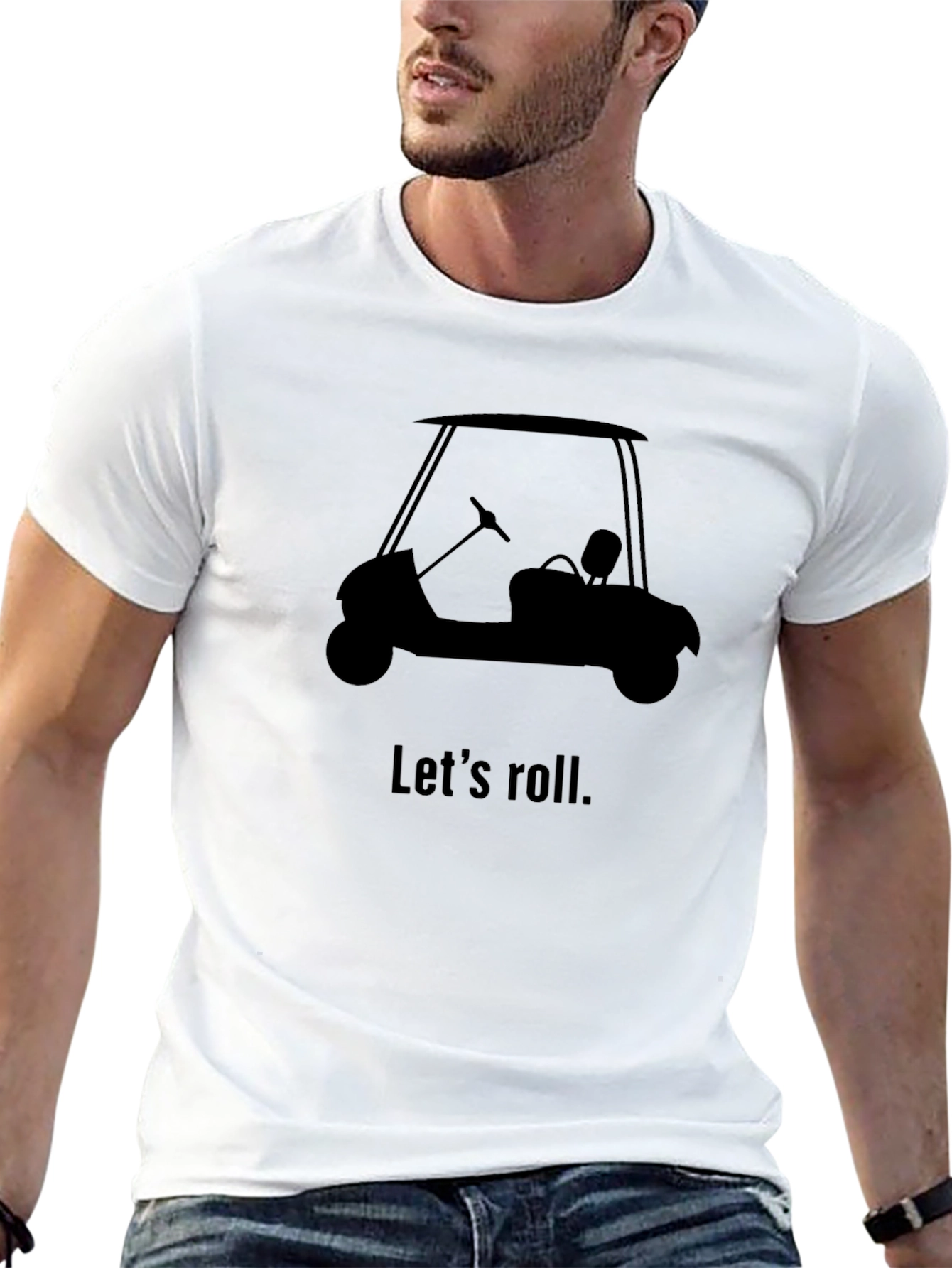 Black Let's Roll Golf Cart Graphic Tee - Black view 13