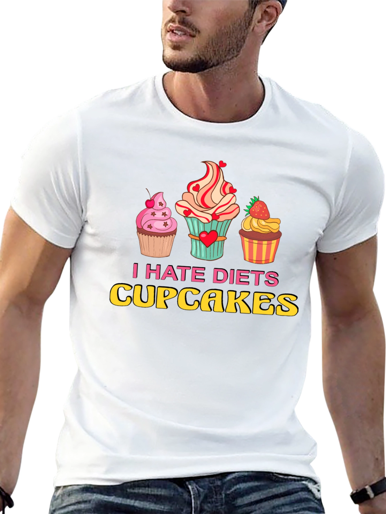 Black I Hate Diets Cupcakes T-Shirt - Funny Foodie Tee view 13