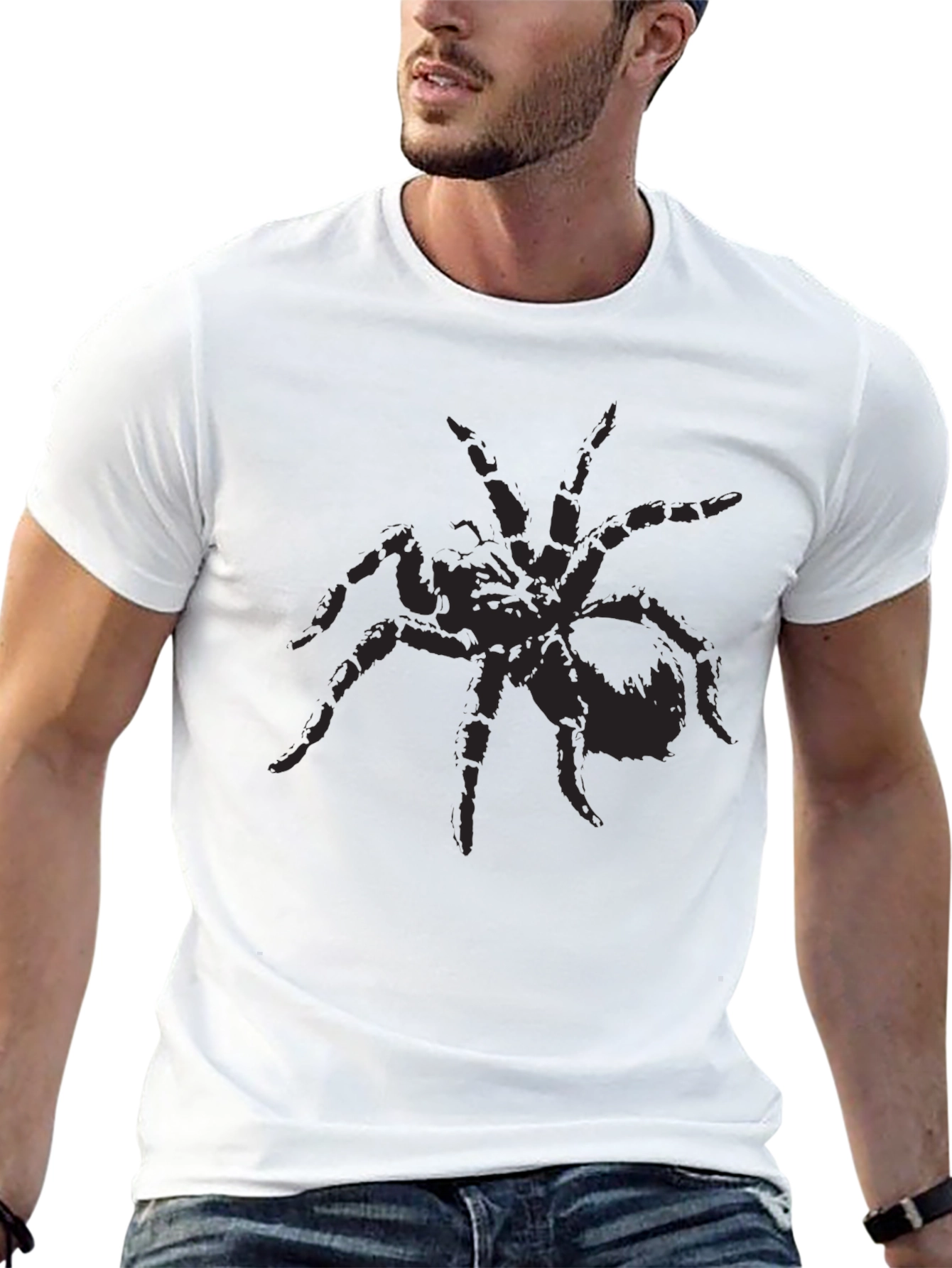 Black Black Spider Graphic Tee - Creepy Cool Design view 13