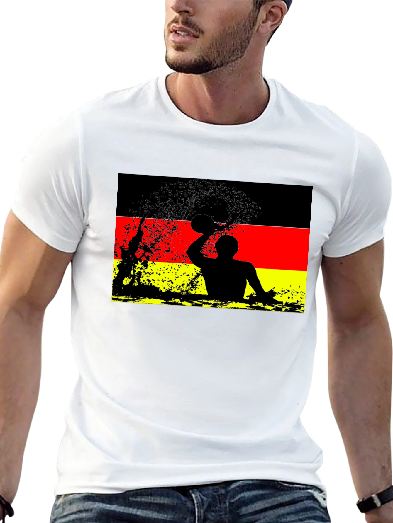 Black German Water Polo T-Shirt - Black view 13