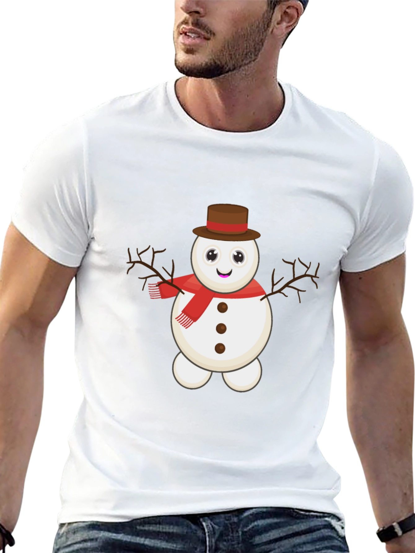 Black Cute Snowman Graphic Tee view 13