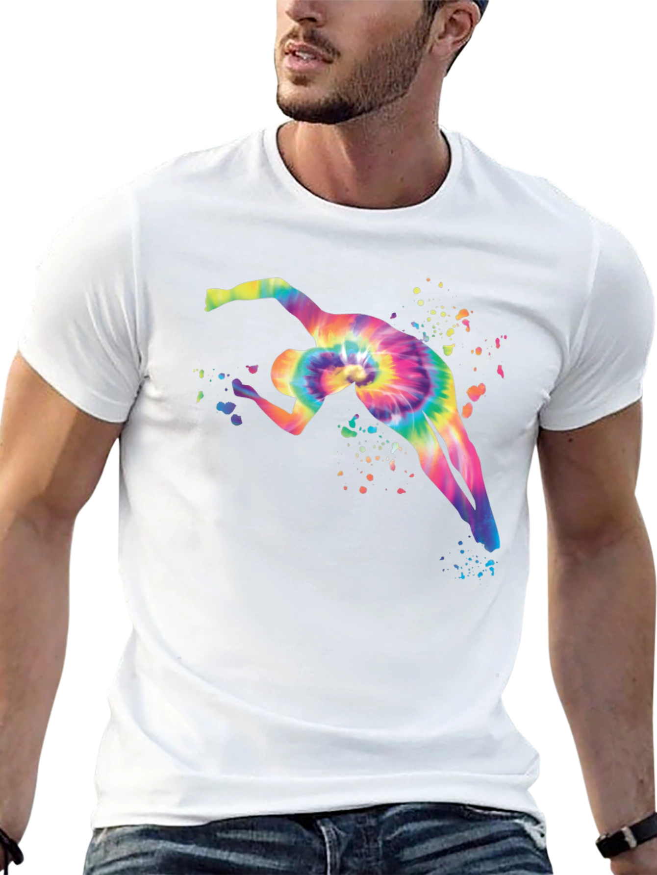 Black Tie-Dye Gymnast Graphic Black T-Shirt view 13