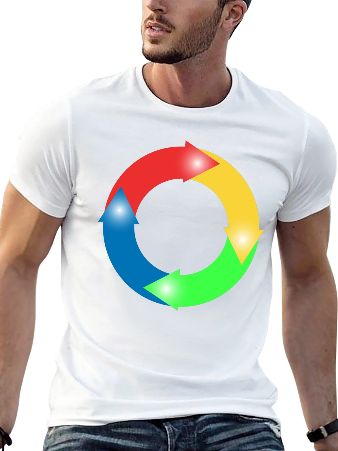 Black Circular Arrow Graphic Black T-Shirt view 13