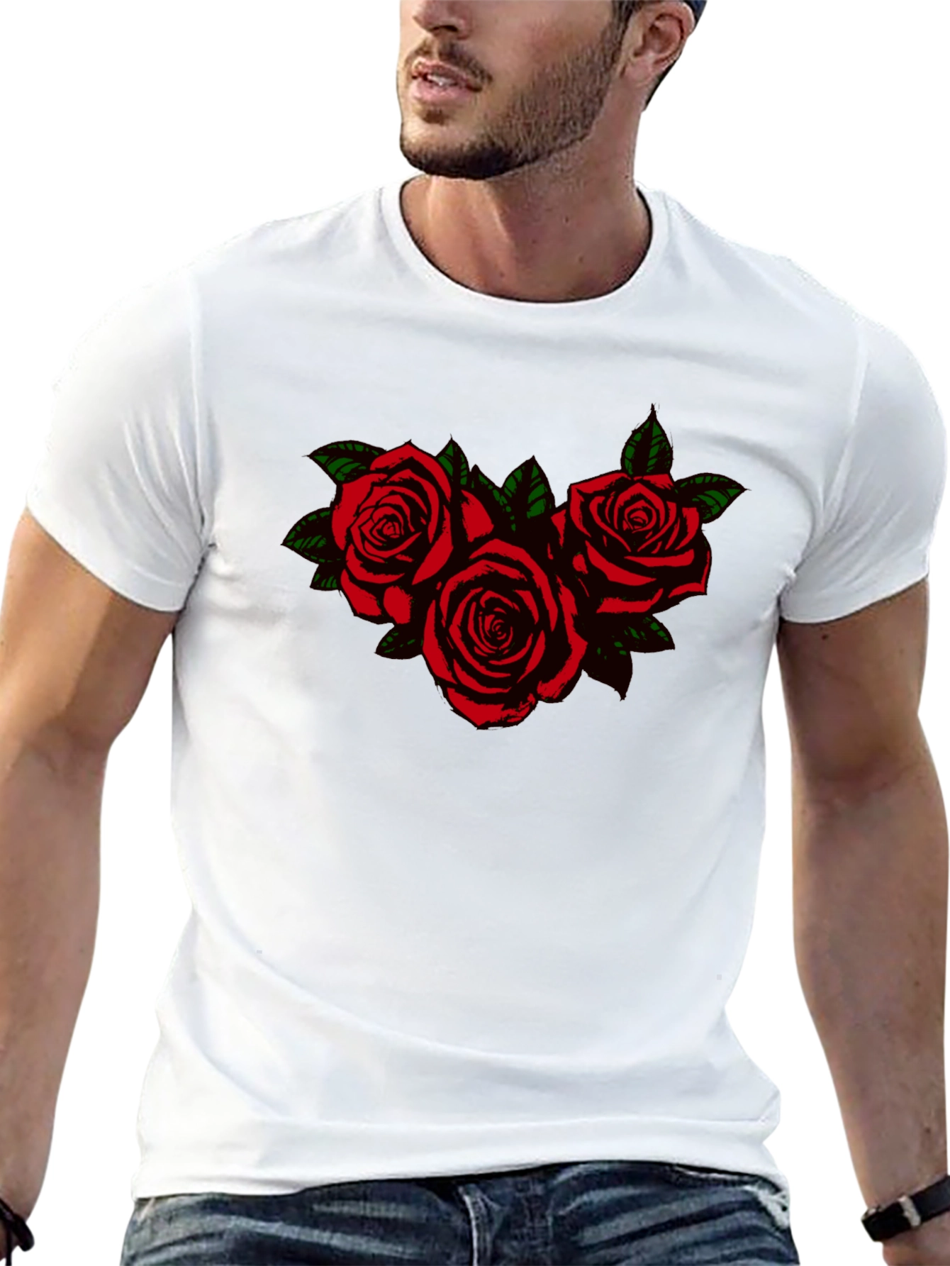 Black Black T-Shirt with Rose Graphic view 13