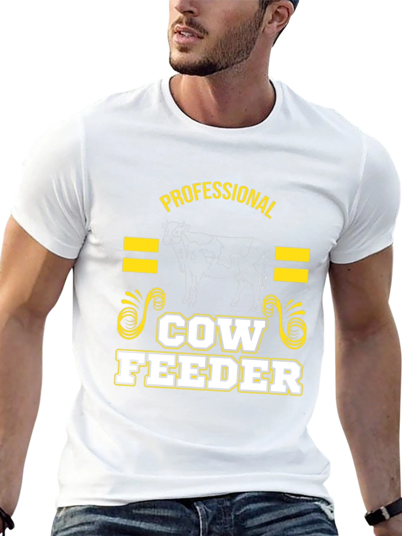 Black Professional Cow Feeder Graphic T-Shirt view 13