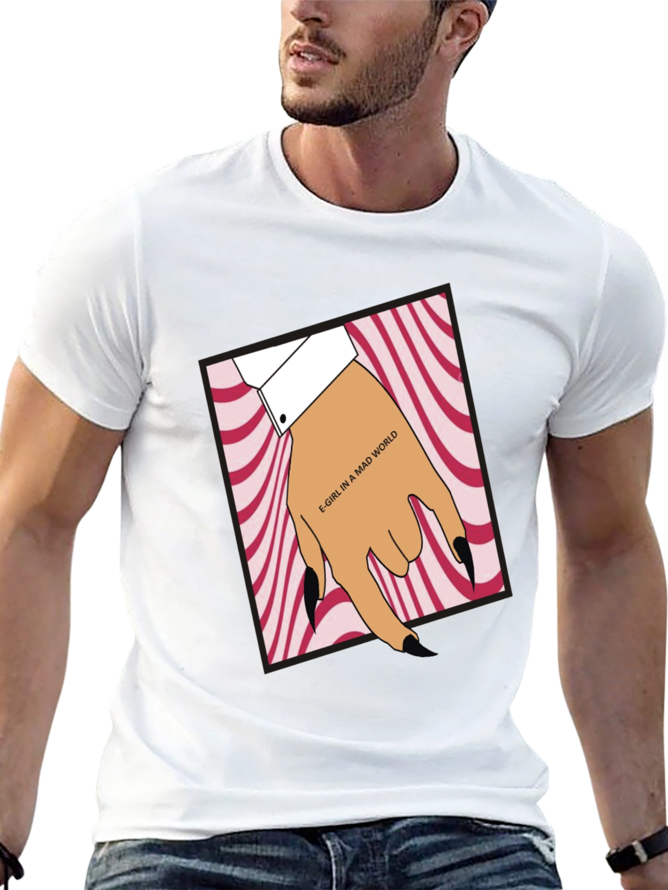 Black E-Girl in a Mad World Black T-Shirt view 13