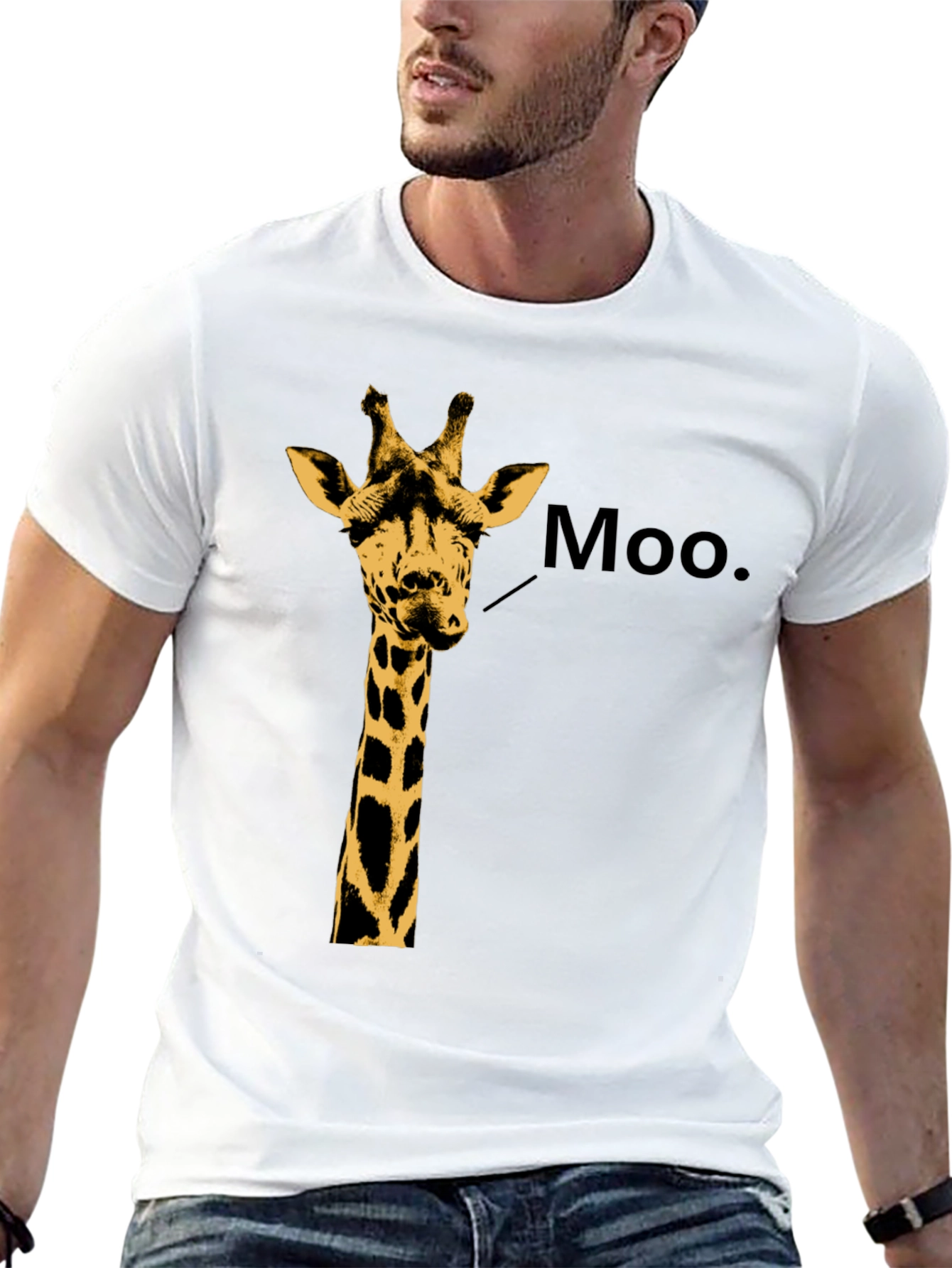 Black Giraffe Moo T-Shirt - Funny Animal Graphic Tee view 13