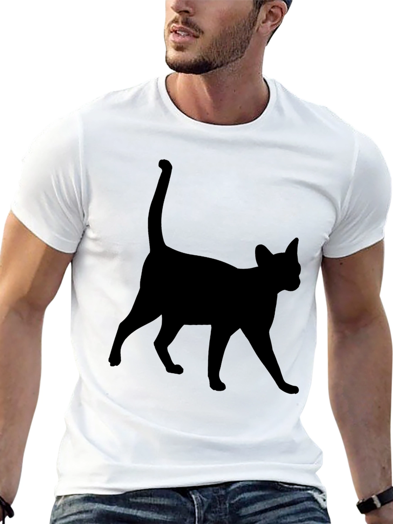 Black Black Cat Silhouette Tee - Unisex Casual T-Shirt view 13