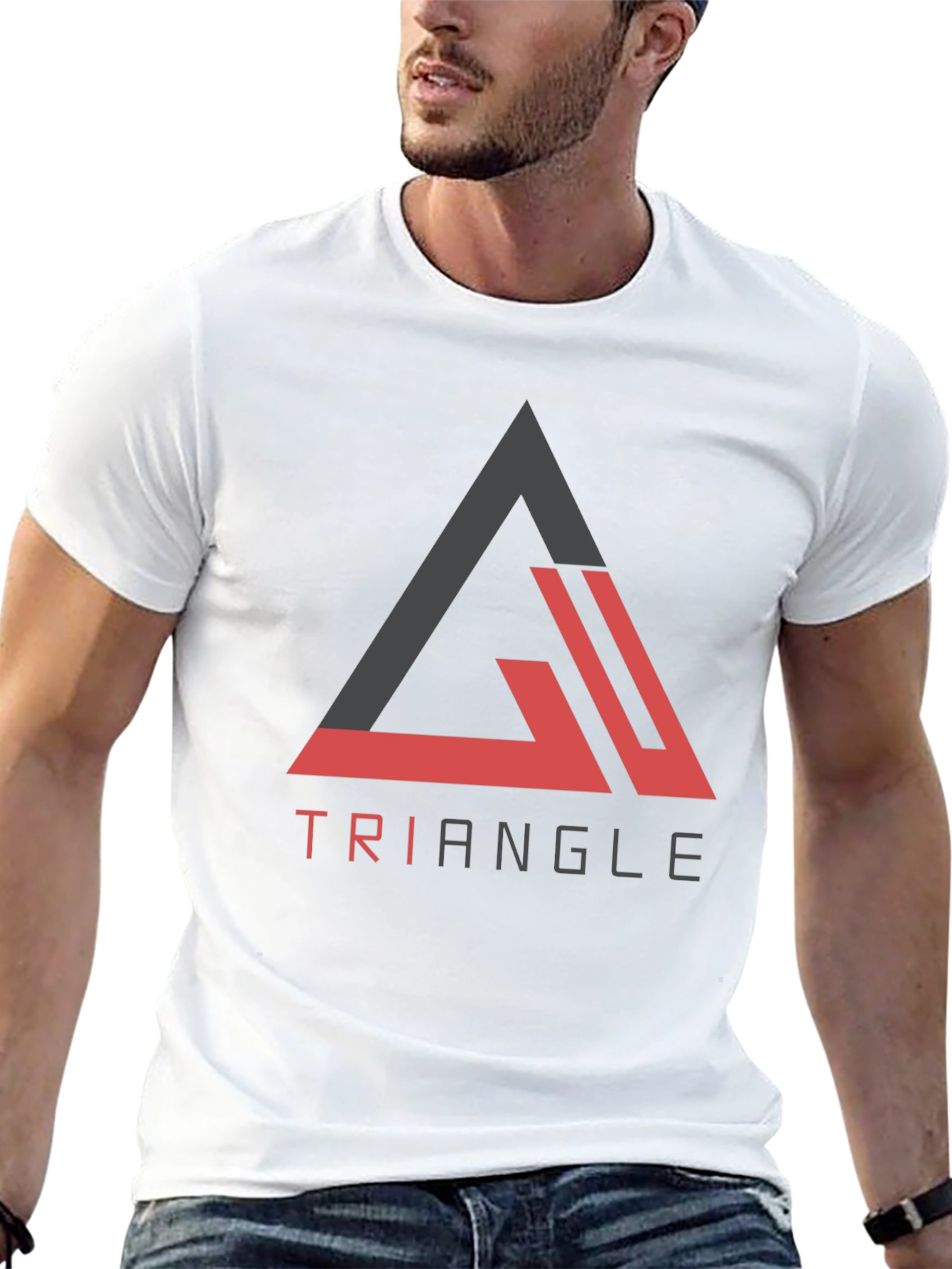 Black Triangle Graphic Tee - Modern Casual Black T-Shirt view 13