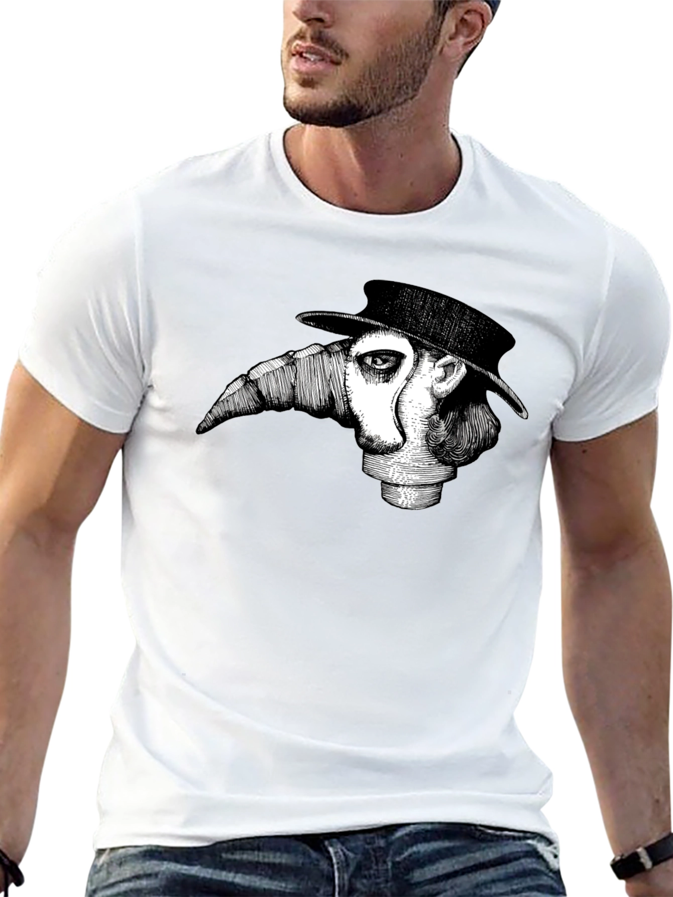Black Plague Doctor Graphic T-Shirt - Unique Design view 13
