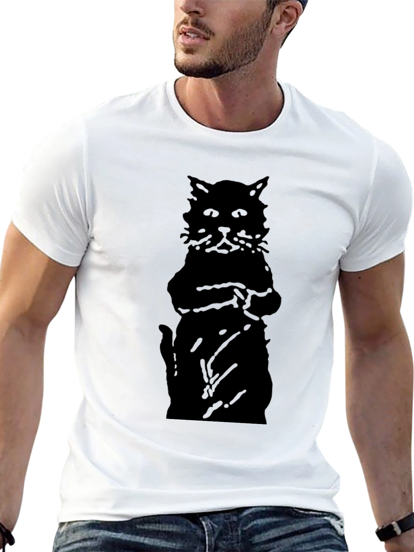 Black Black Cat Silhouette Men's T-Shirt view 13