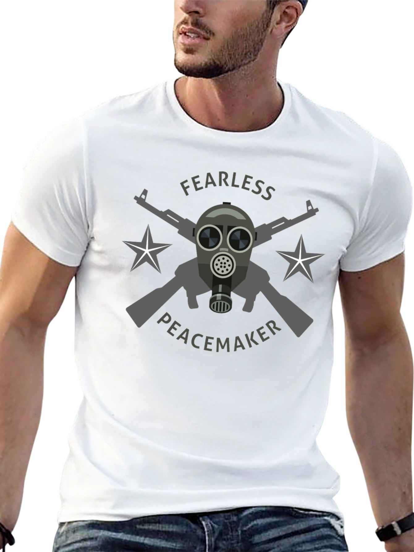 Black Fearless Peacemaker Graphic T-Shirt view 13