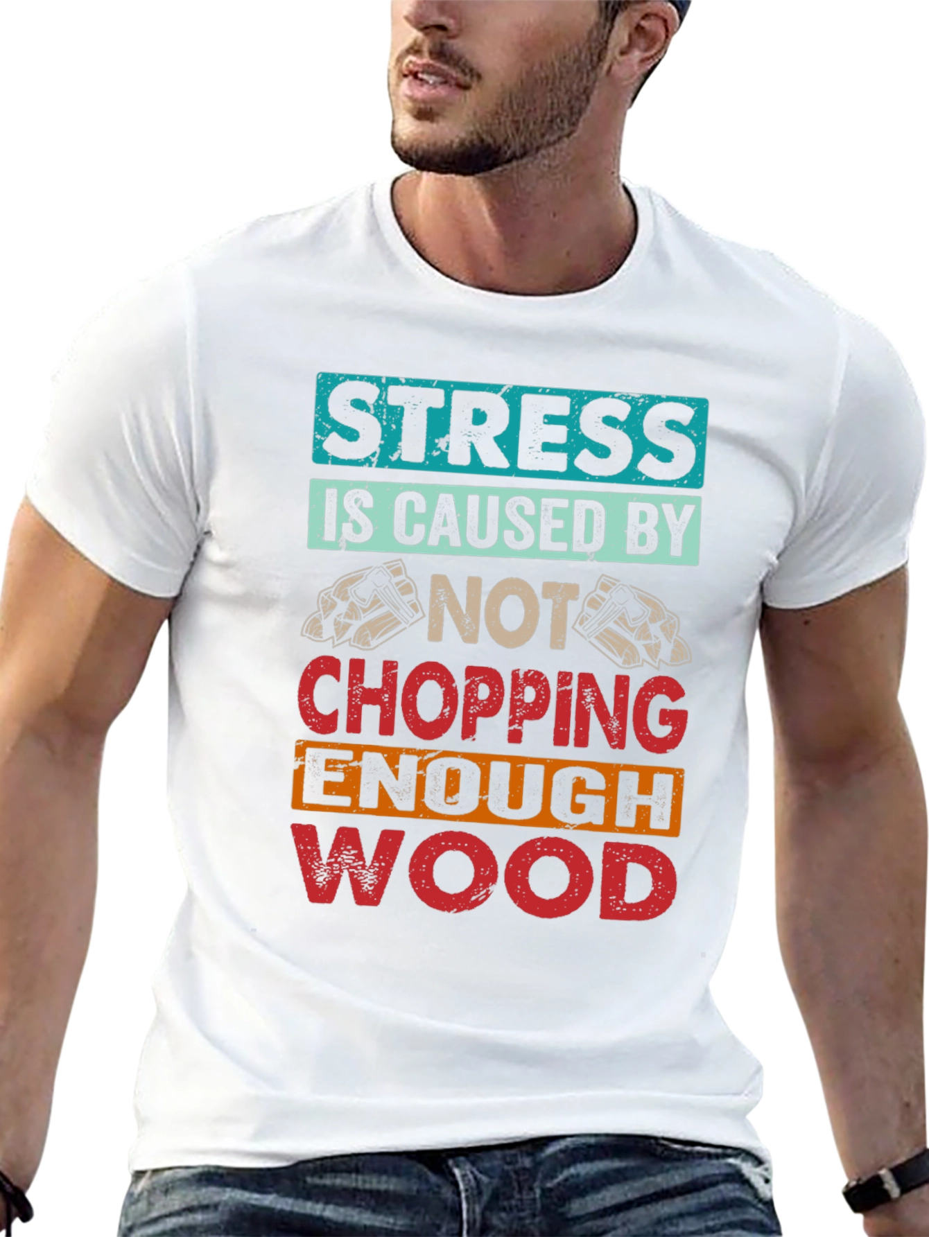 Black Stress Wood Chopping T-Shirt view 13