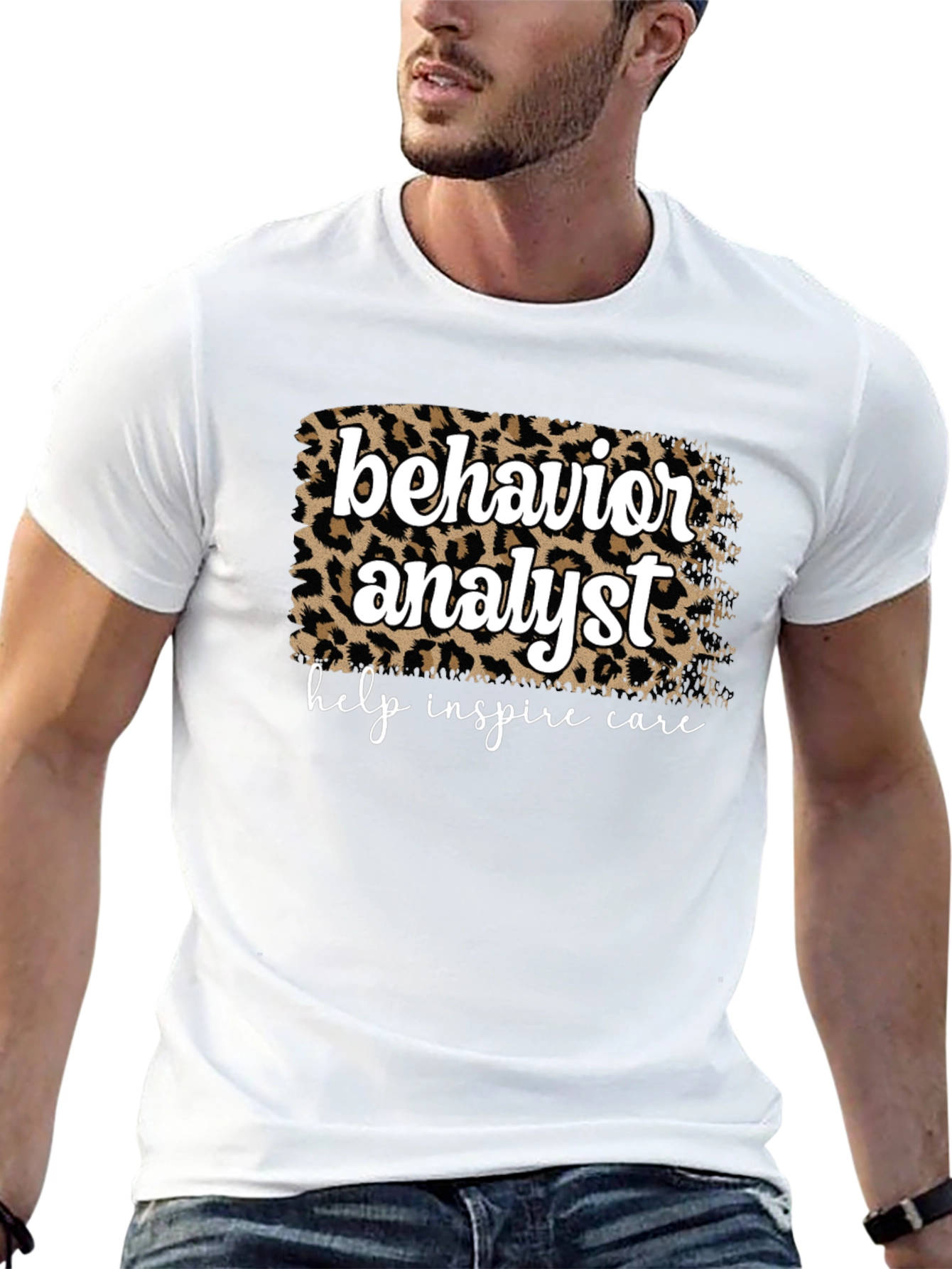 Black Behavior Analyst Leopard Print Graphic Tee view 13