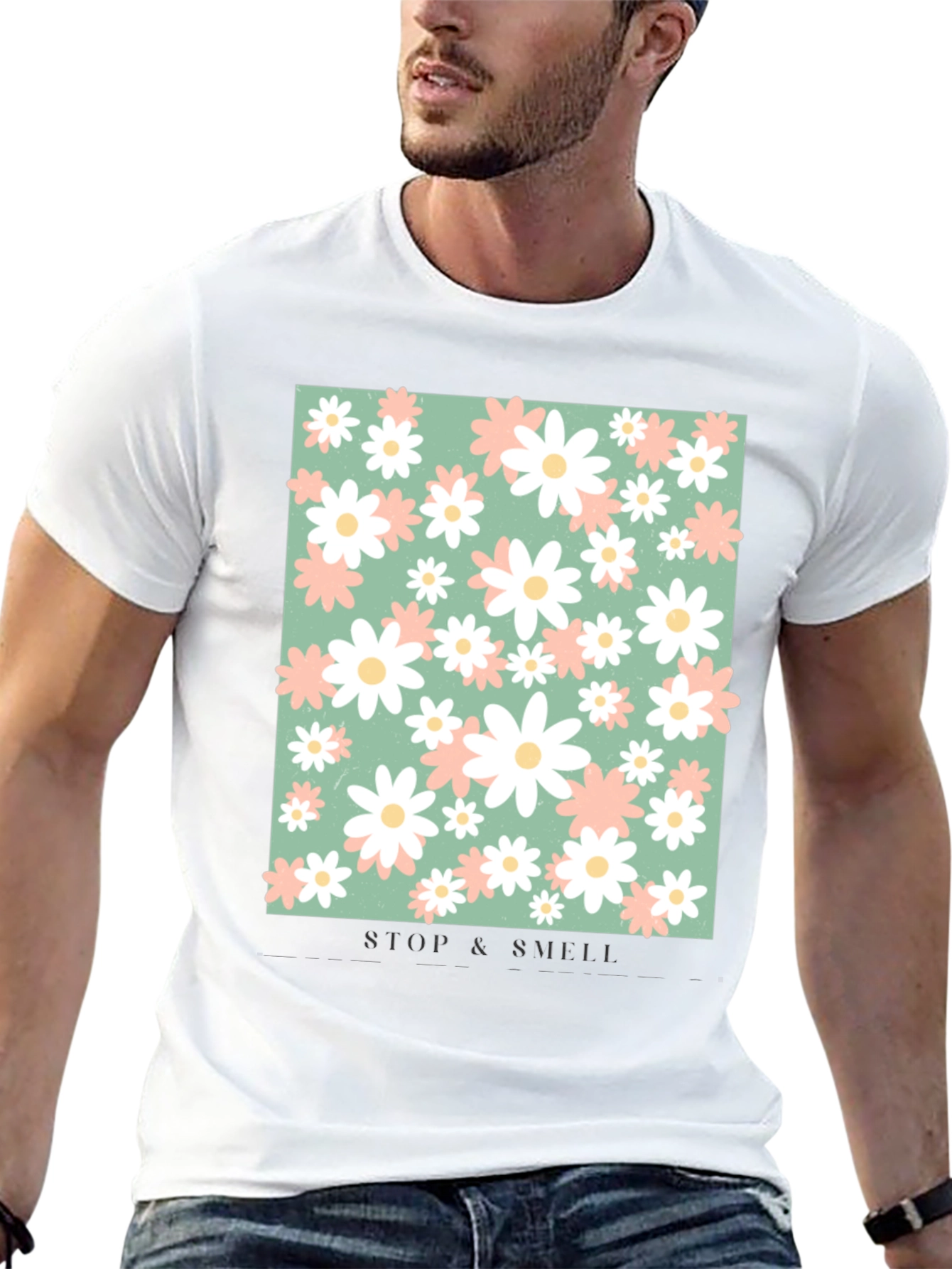 Black Floral Print T-Shirt - Stop and Smell the Flowers view 13
