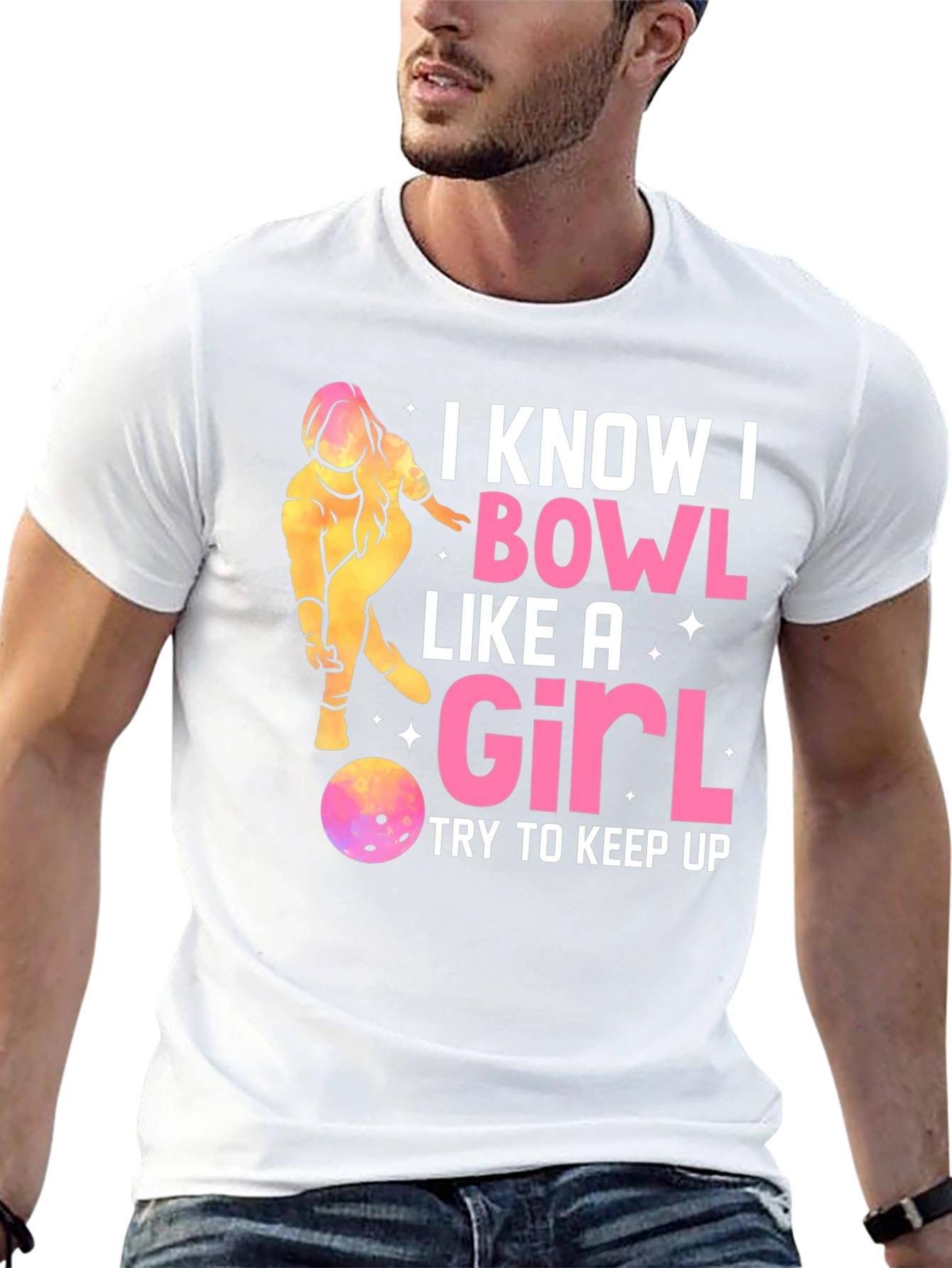 Black I Bowl Like a Girl T-Shirt - Funny Bowling Tee view 13
