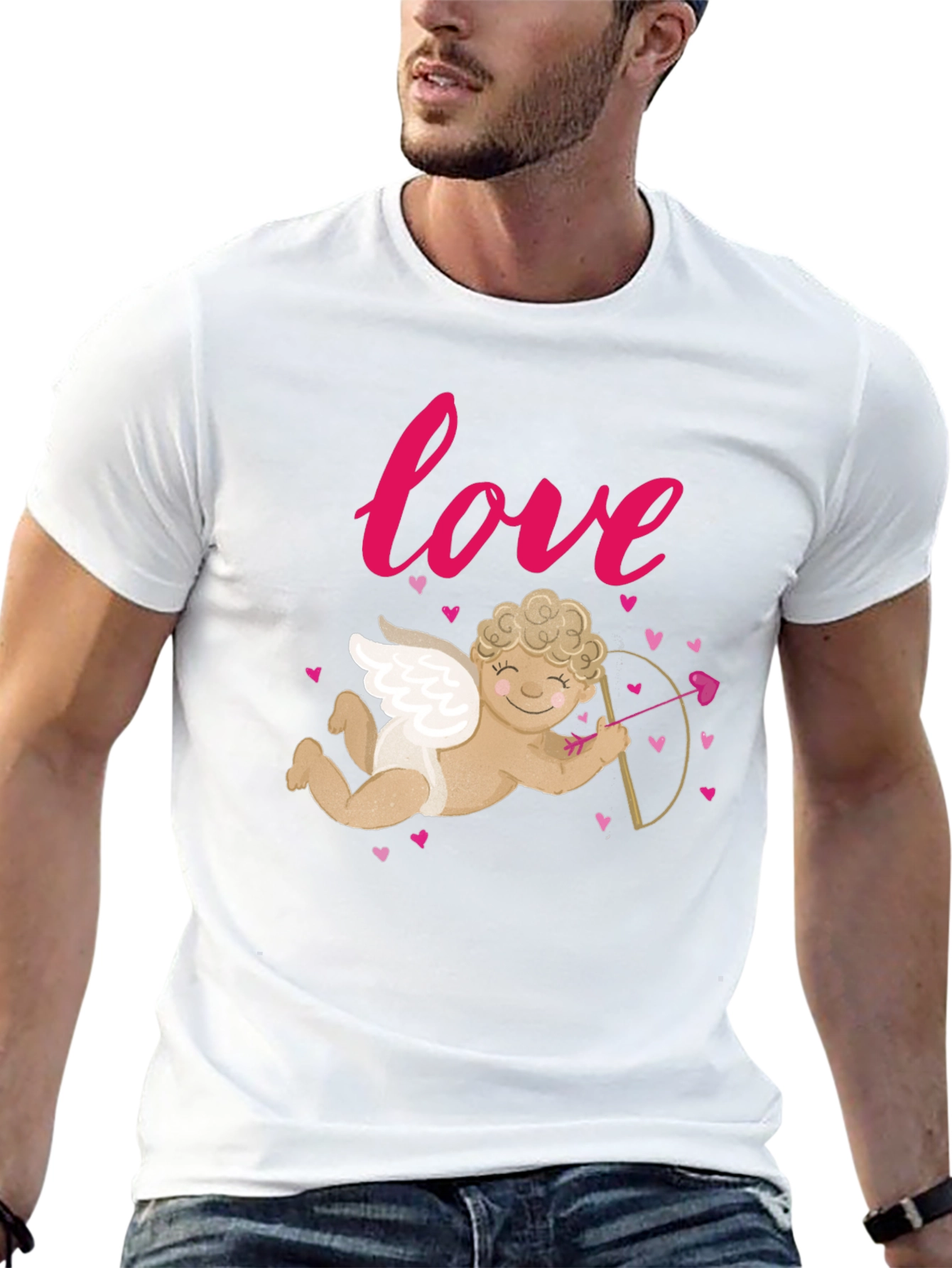Black Love Cupid Valentine's Day Graphic T-Shirt view 13