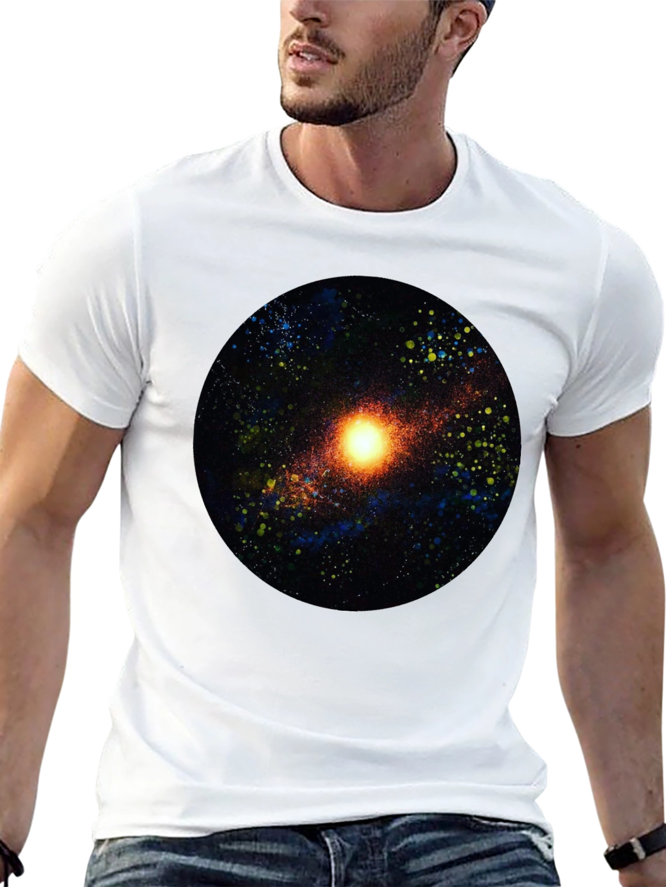 Black Galaxy Print Black T-Shirt view 13