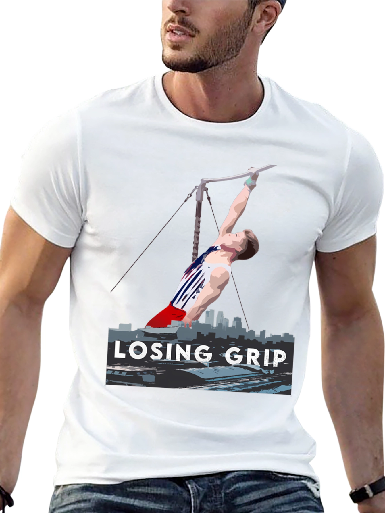 Black Losing Grip Gymnast Graphic T-Shirt view 13