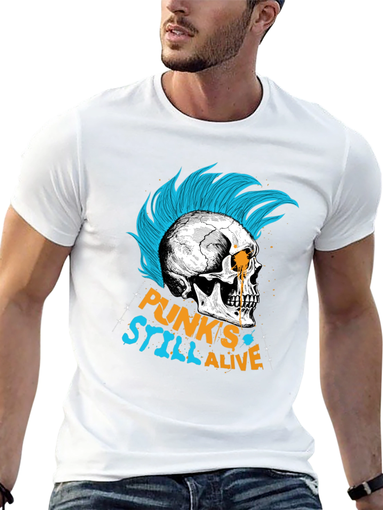Black Punk's Still Alive Graphic Tee - Skull Design view 13