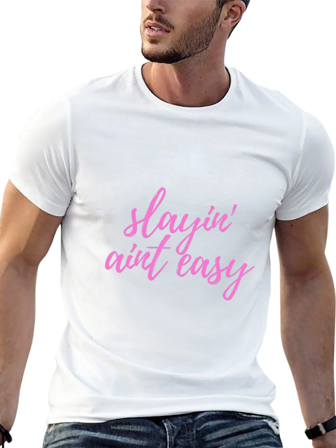 Black Slayin' Ain't Easy Black T-Shirt view 13