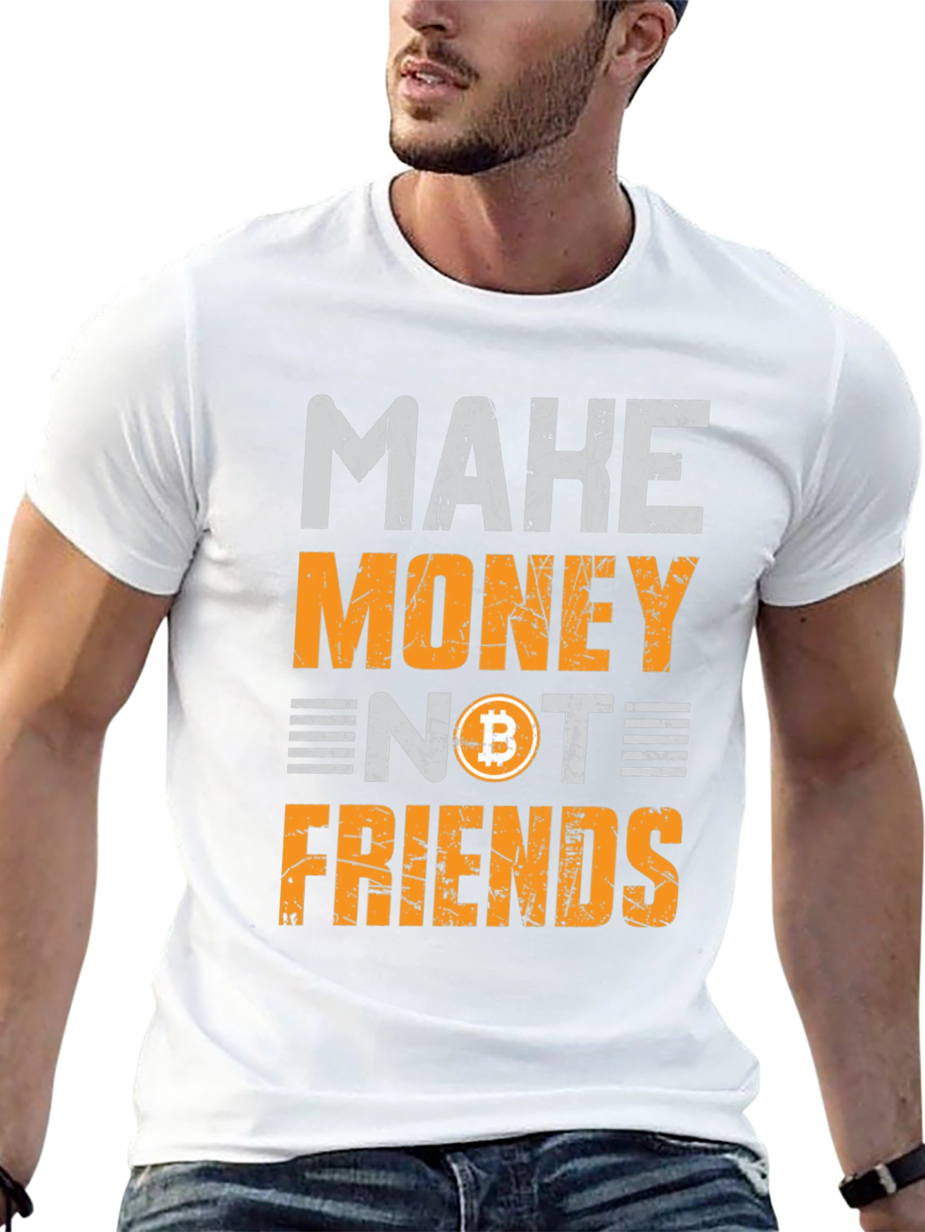 Black Make Money Not Friends Bitcoin Black T-Shirt view 13
