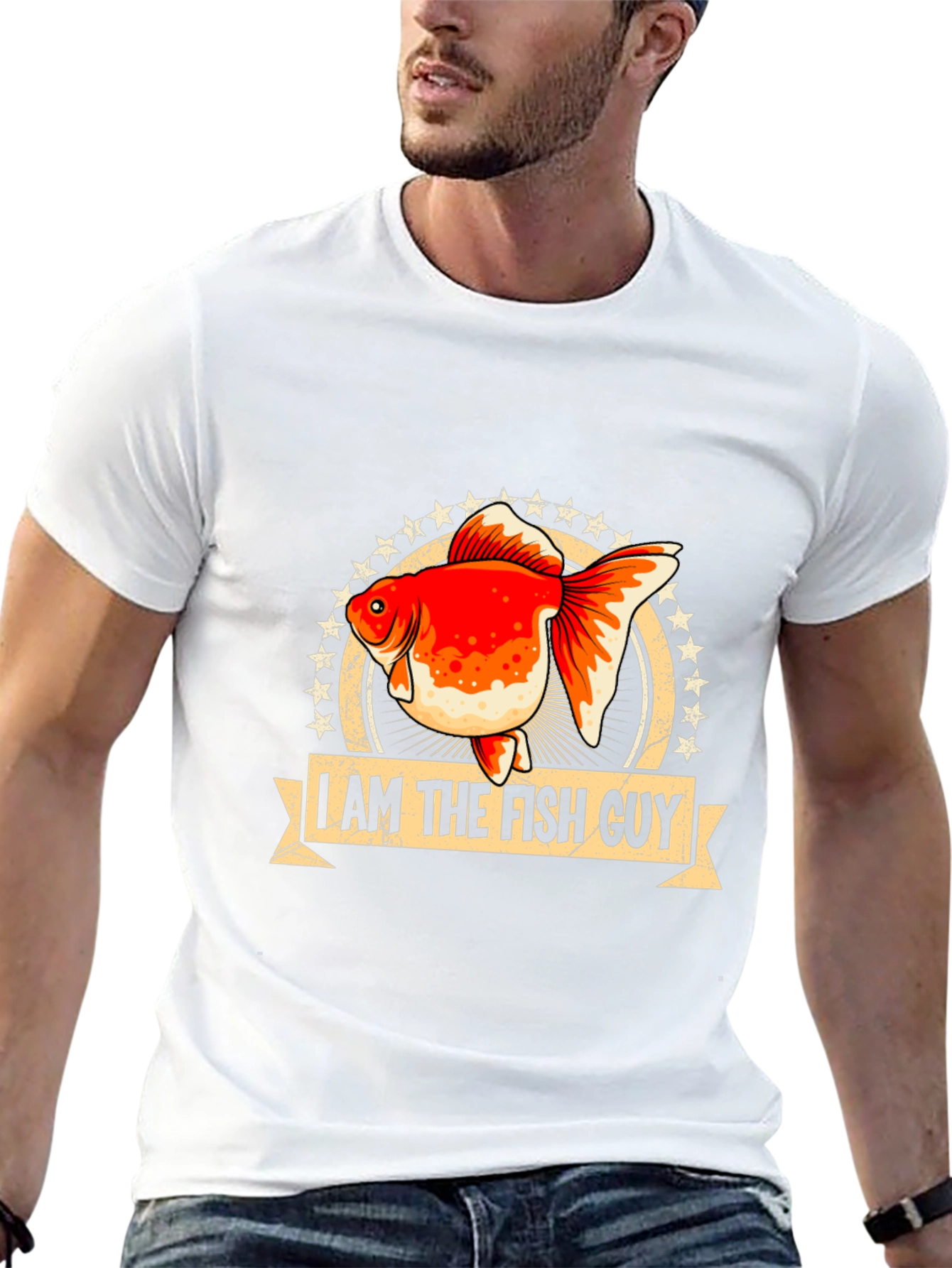 Black I Am The Fish Guy T-Shirt view 13
