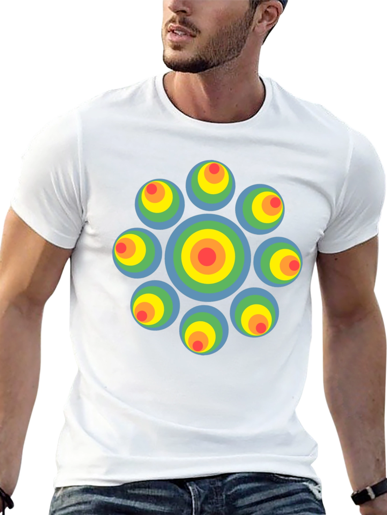 Black Retro Circle Graphic Black T-Shirt - Unique Design view 13
