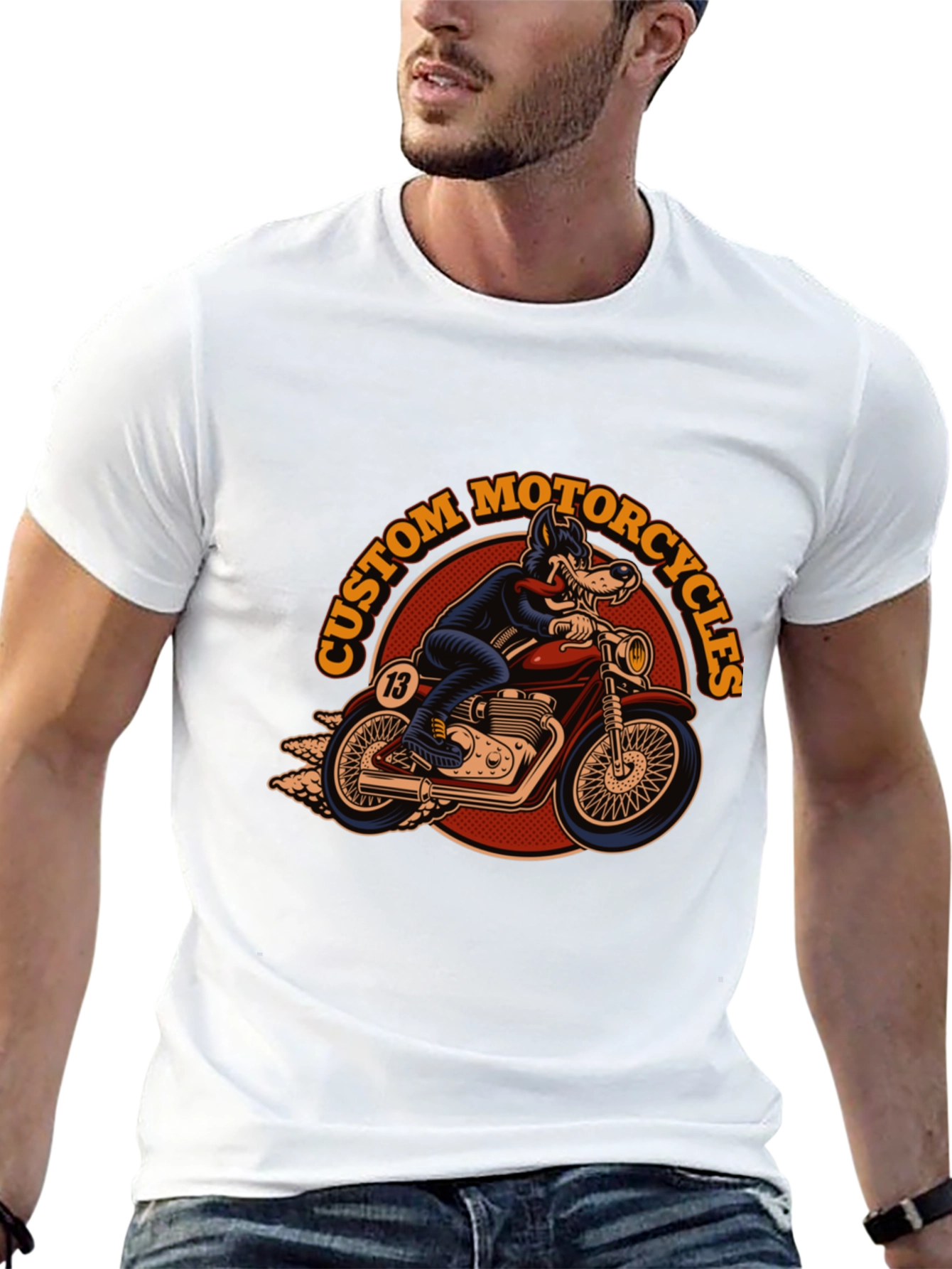 Custom Motorcycles Wolf Rider Black T-Shirt - 13