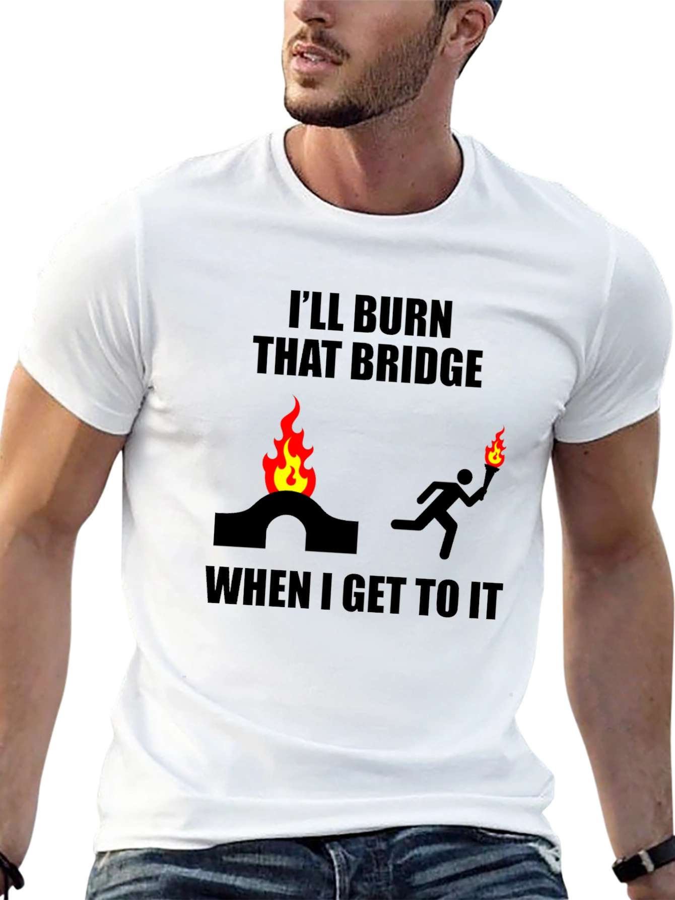 Black Burn That Bridge T-Shirt Funny Slogan Tee view 13