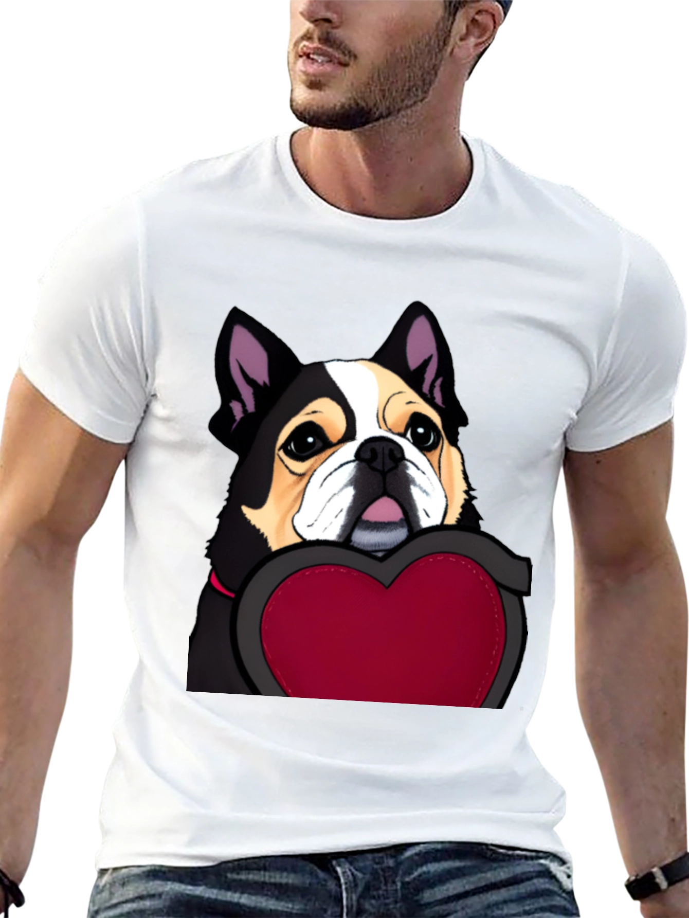 Black Dog with Heart Graphic Tee view 13