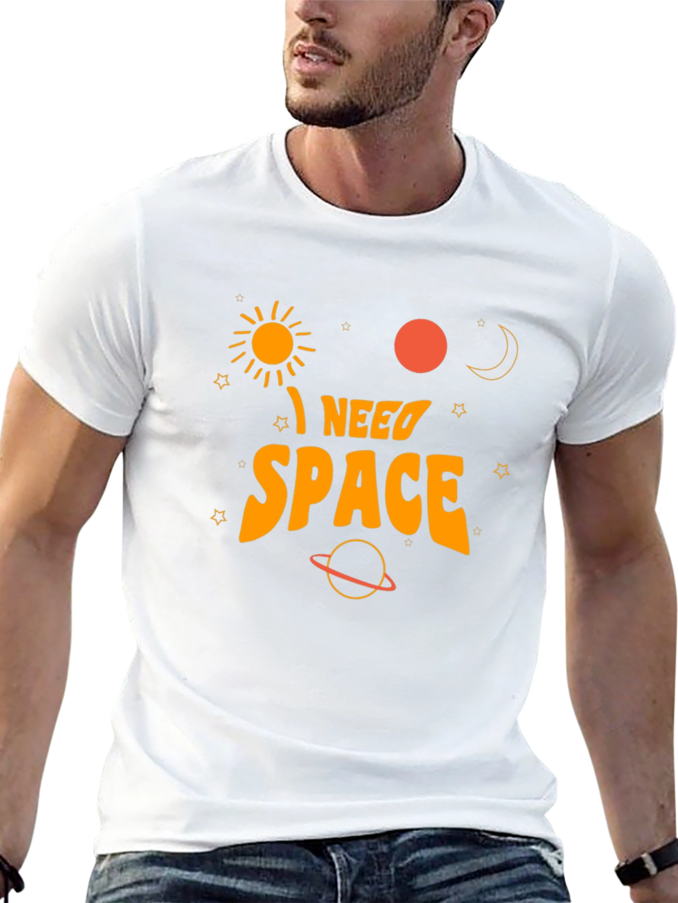 Black I Need Space Graphic Tee - Black Cotton T-Shirt view 13