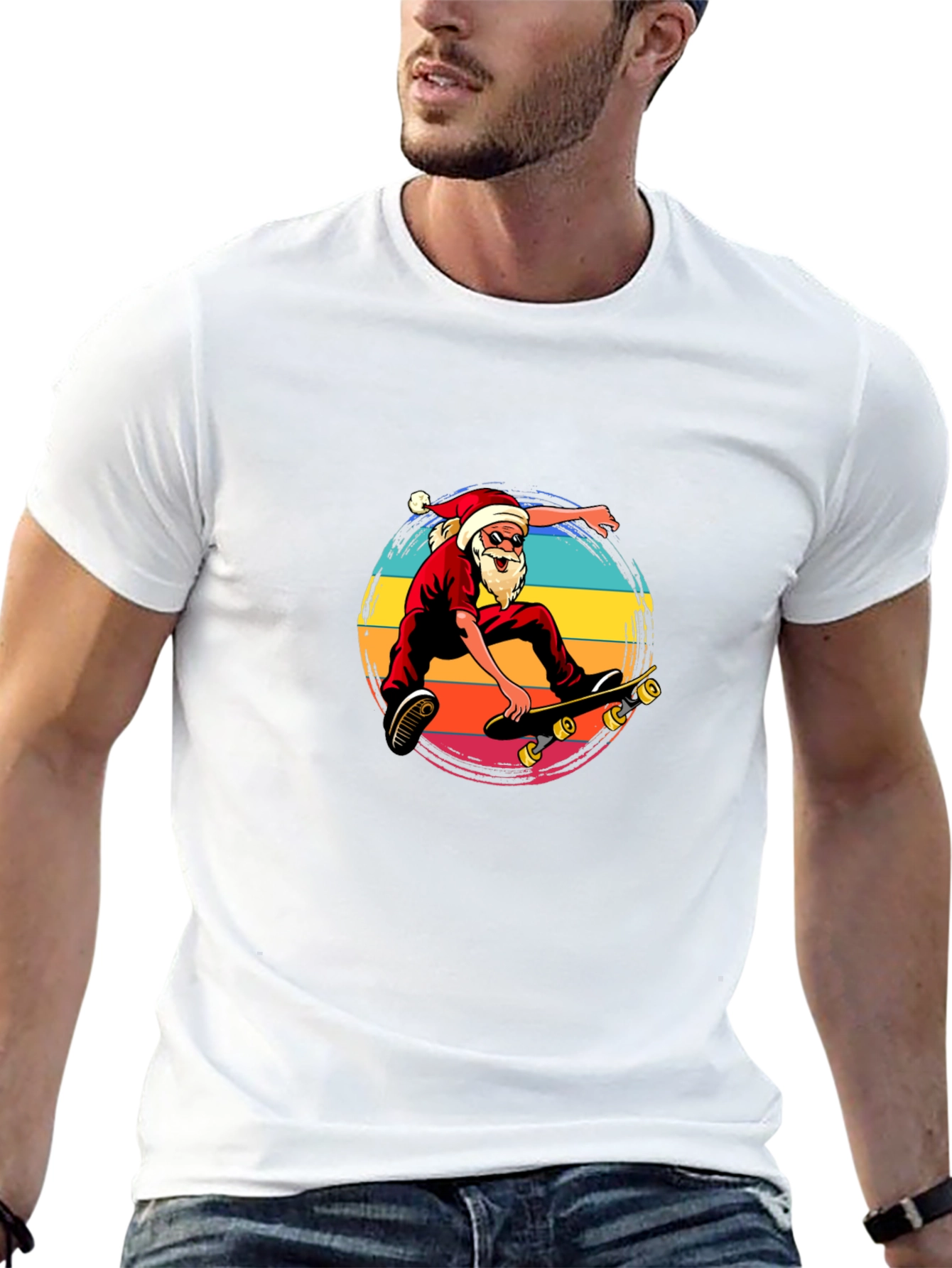 Black Skateboarding Santa T-Shirt view 13